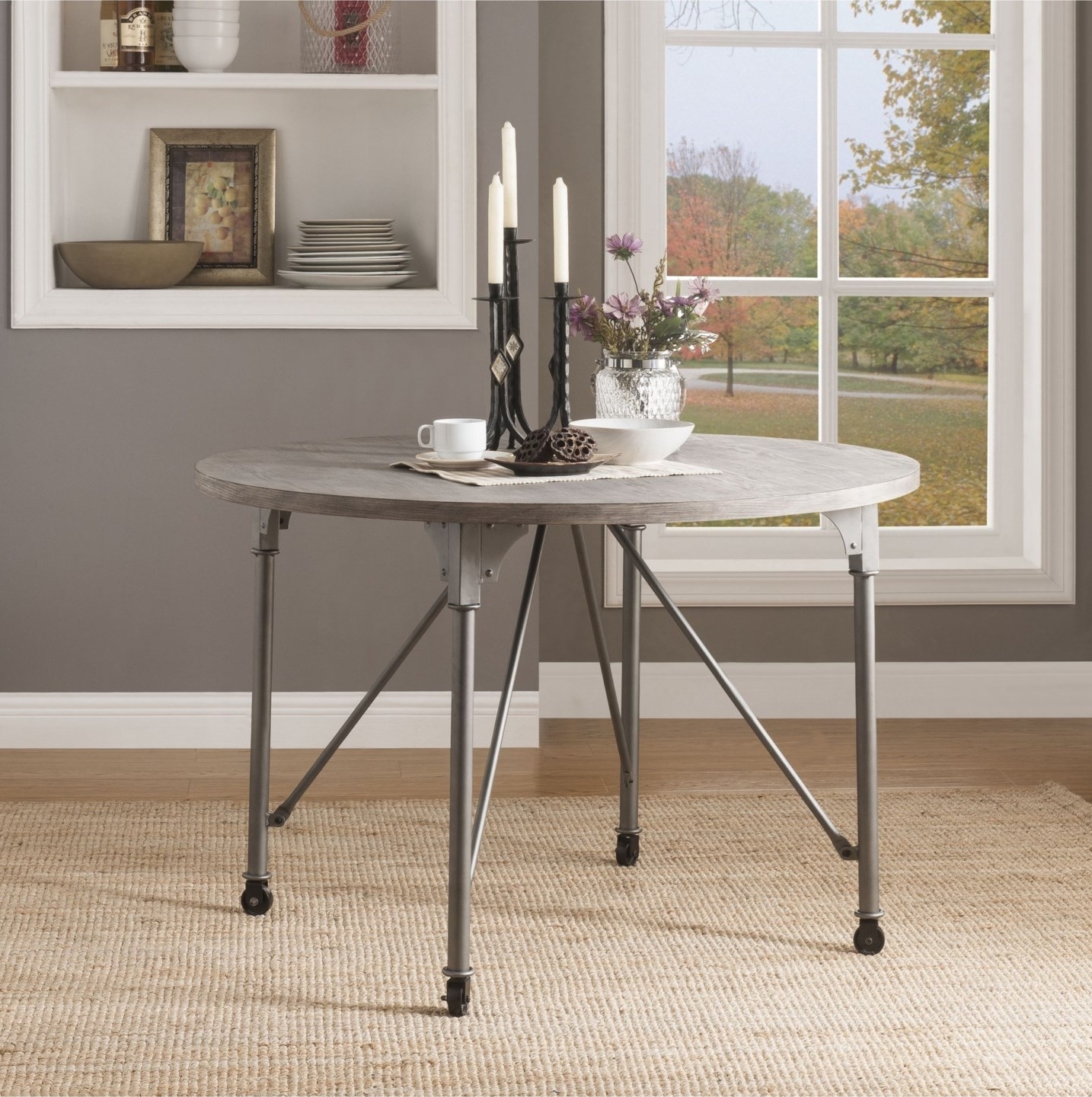 Jonquil Wood/Metal Round Dining Table