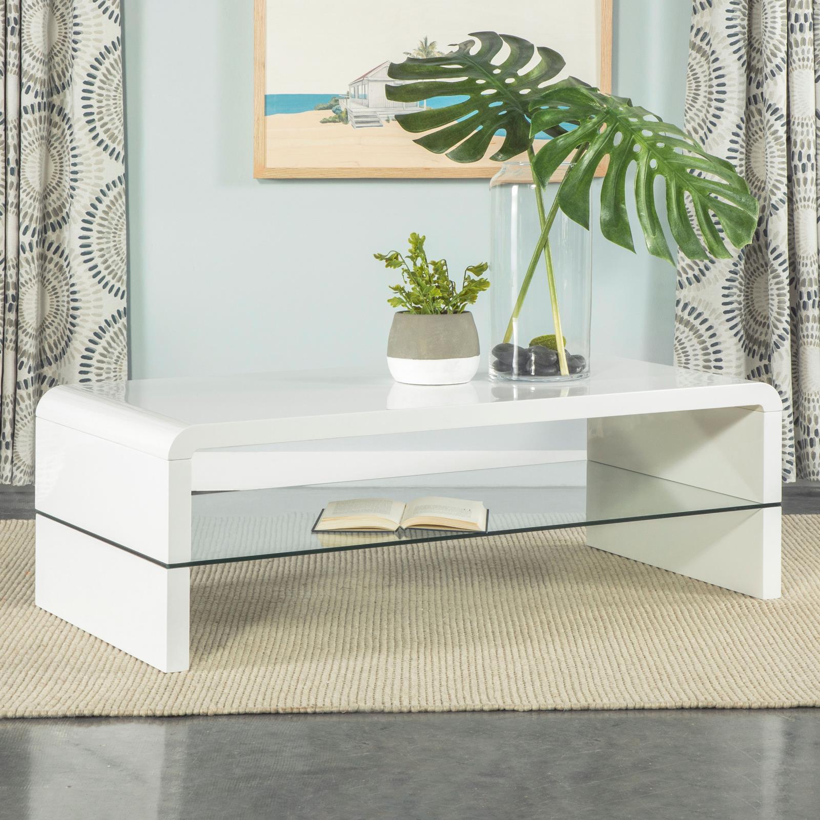 Airell Rectangular Coffee Table with Glass Shelf