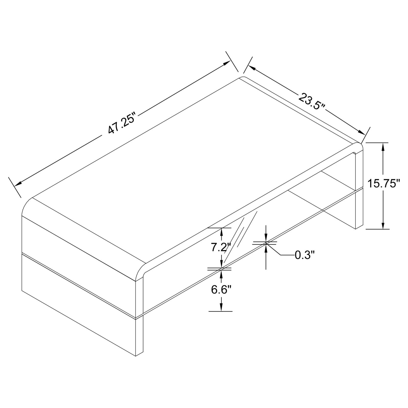 Airell Rectangular Coffee Table with Glass Shelf