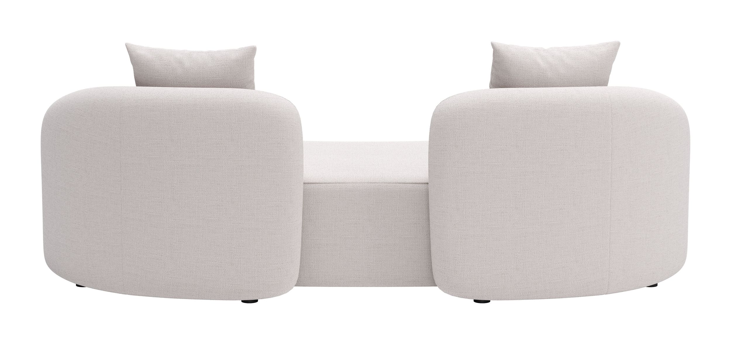 Modern Outdoor Beige Fully Upholstered Curved Loveseat