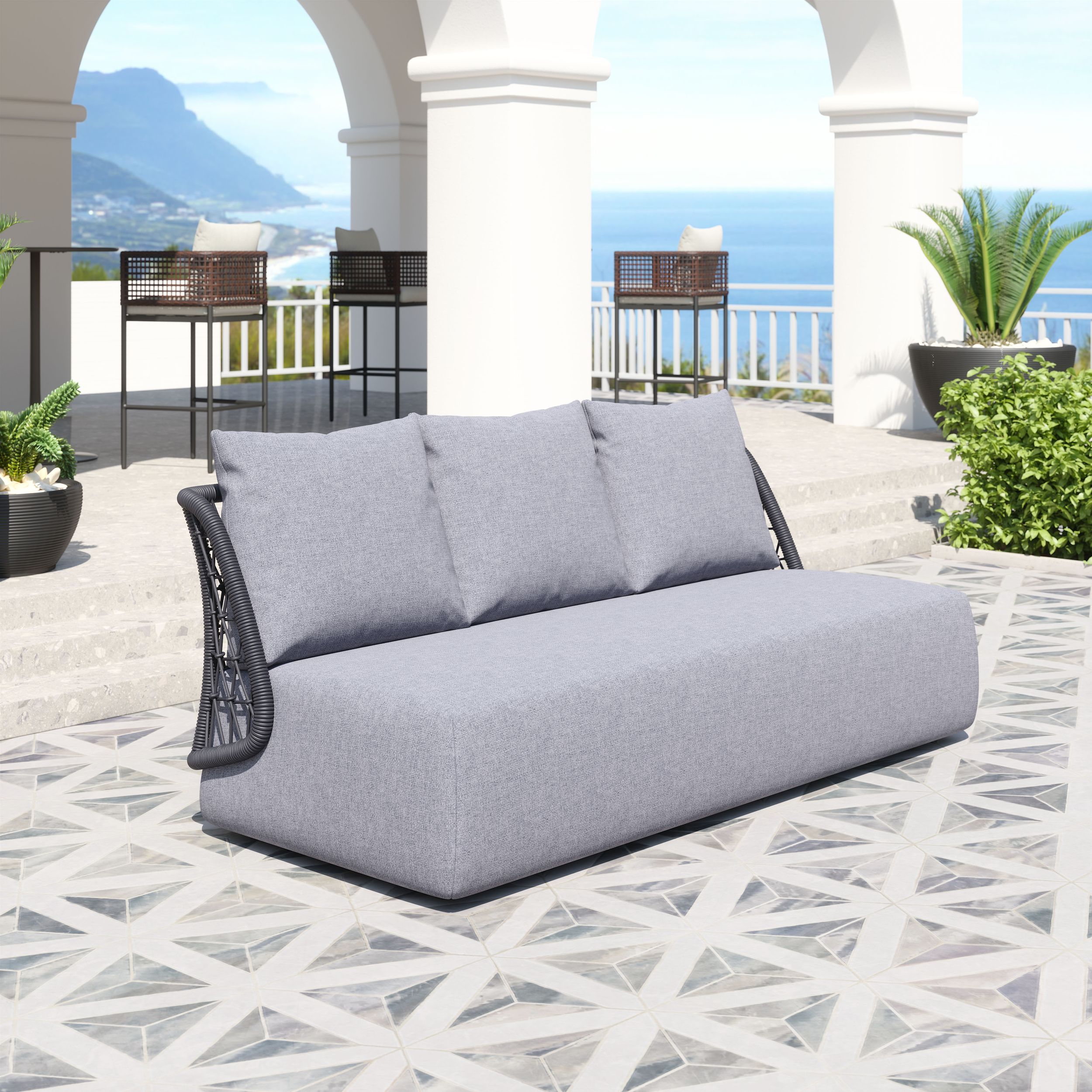 Mekan Olefin/Aluminum Outdoor Sofa and Loveseat