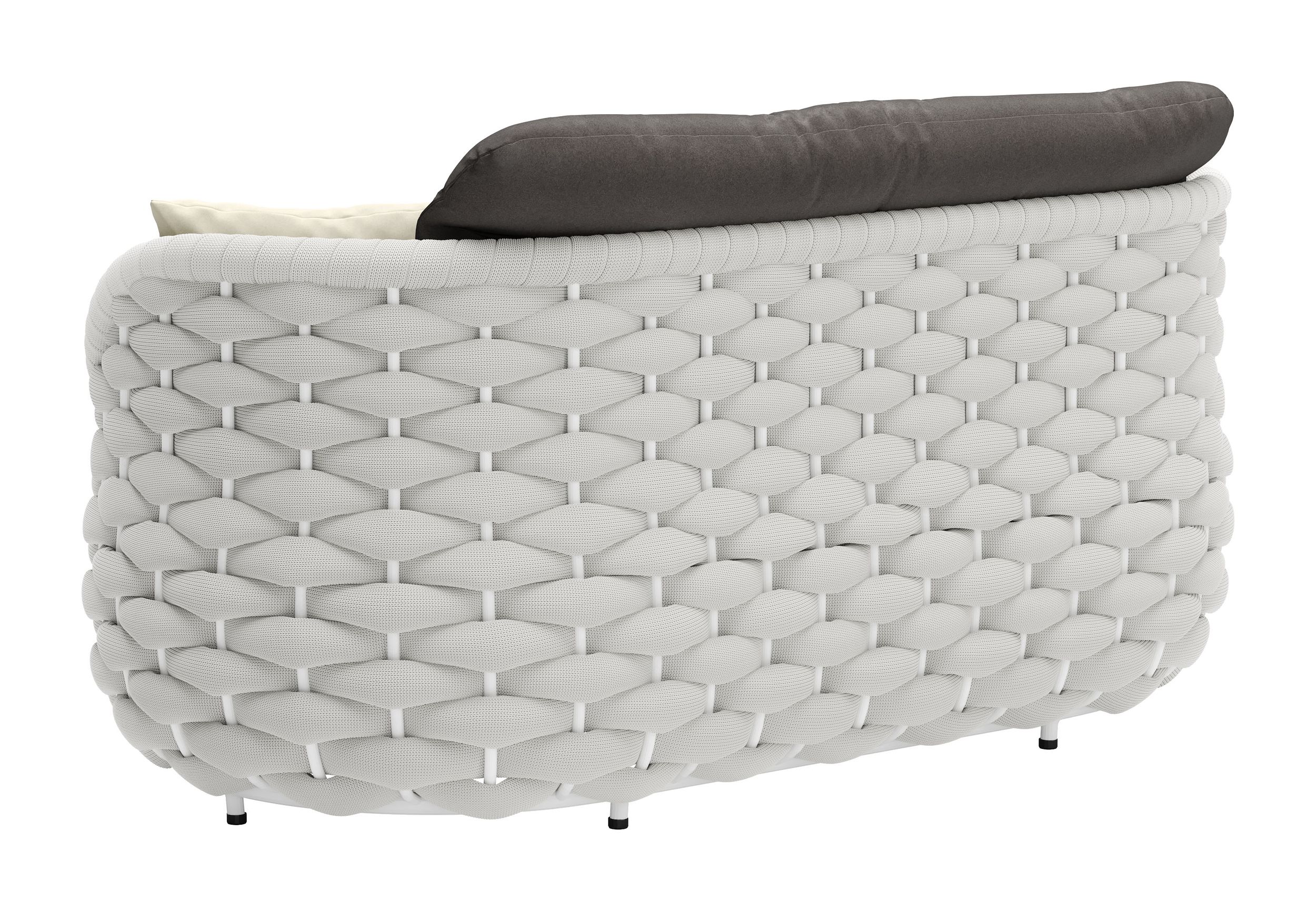 Modern Outdoor 63" Grey + White Curved Loveseat | Fabric