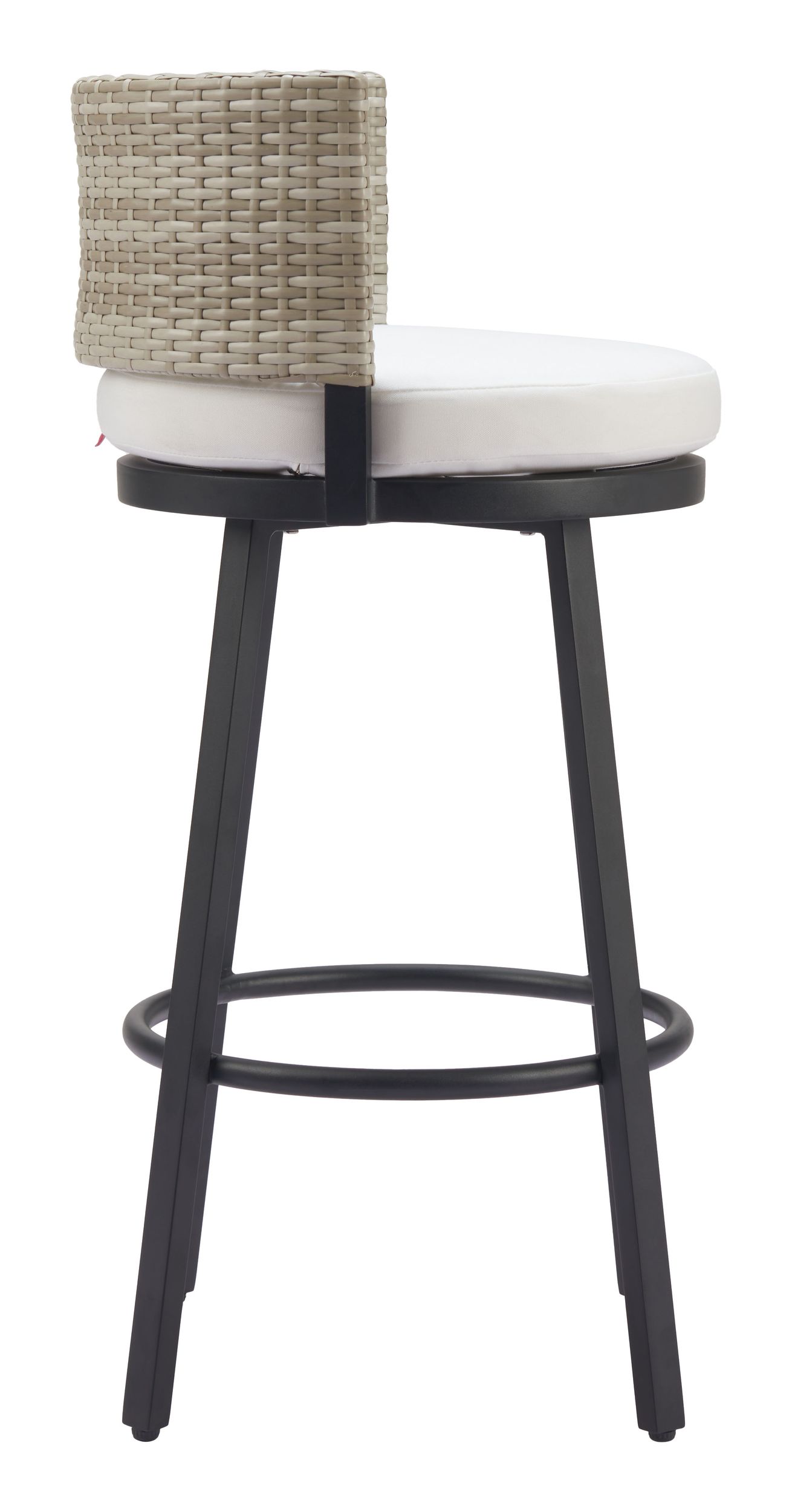 Midnight Wave Olefin/Synthetic Rattan Weave Outdoor Barstool