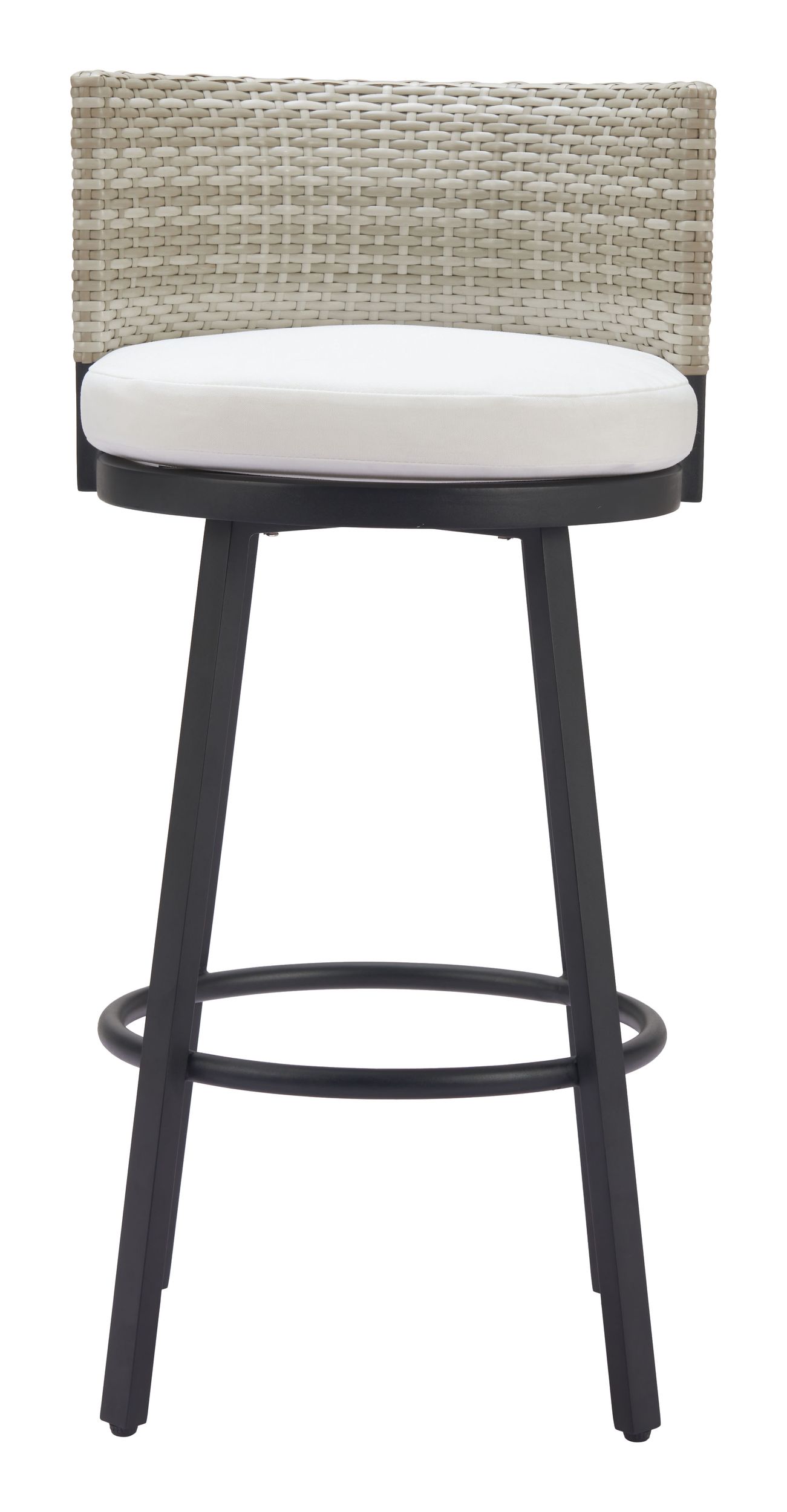 Midnight Wave Olefin/Synthetic Rattan Weave Outdoor Barstool