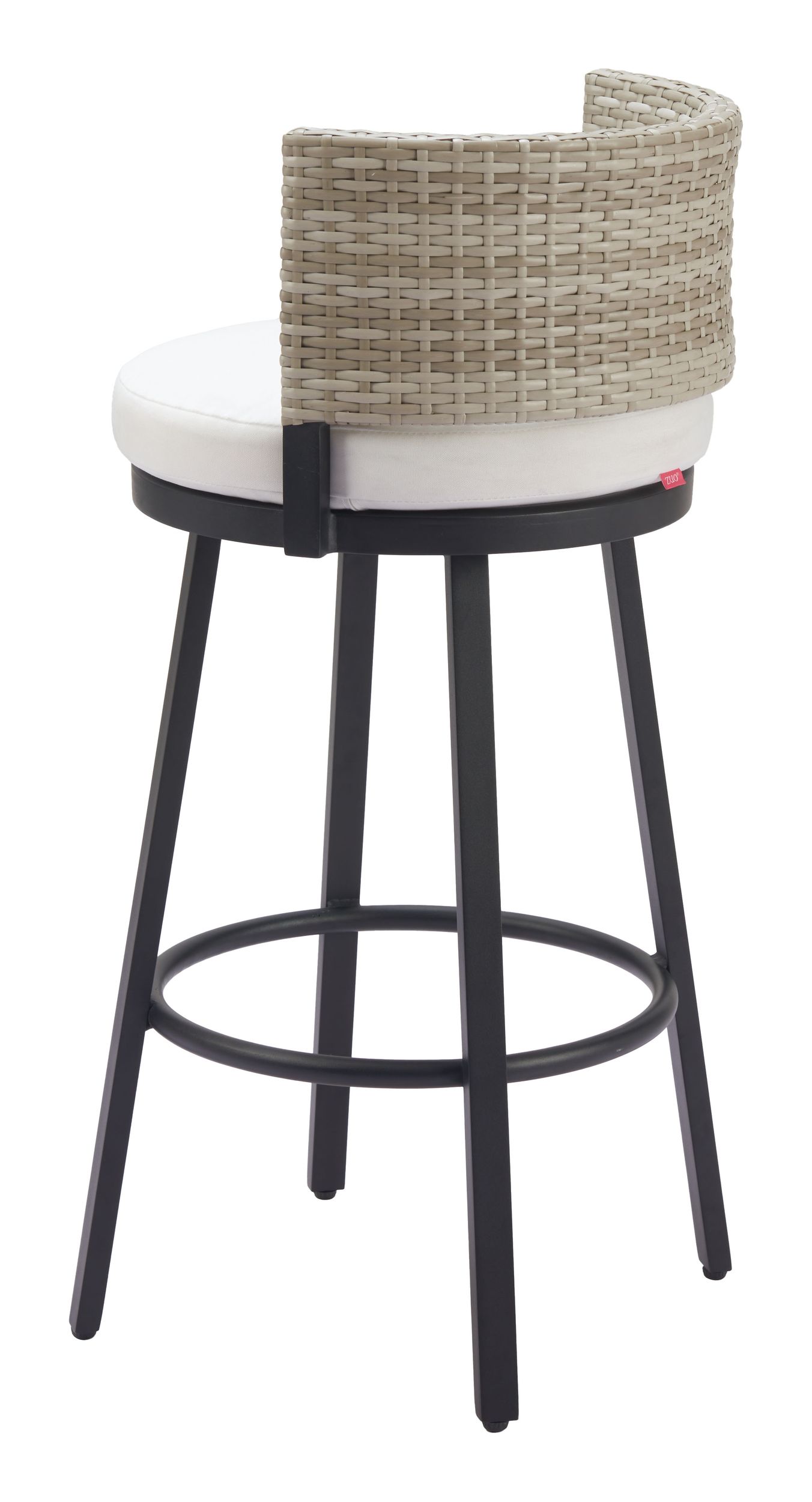 Midnight Wave Olefin/Synthetic Rattan Weave Outdoor Barstool