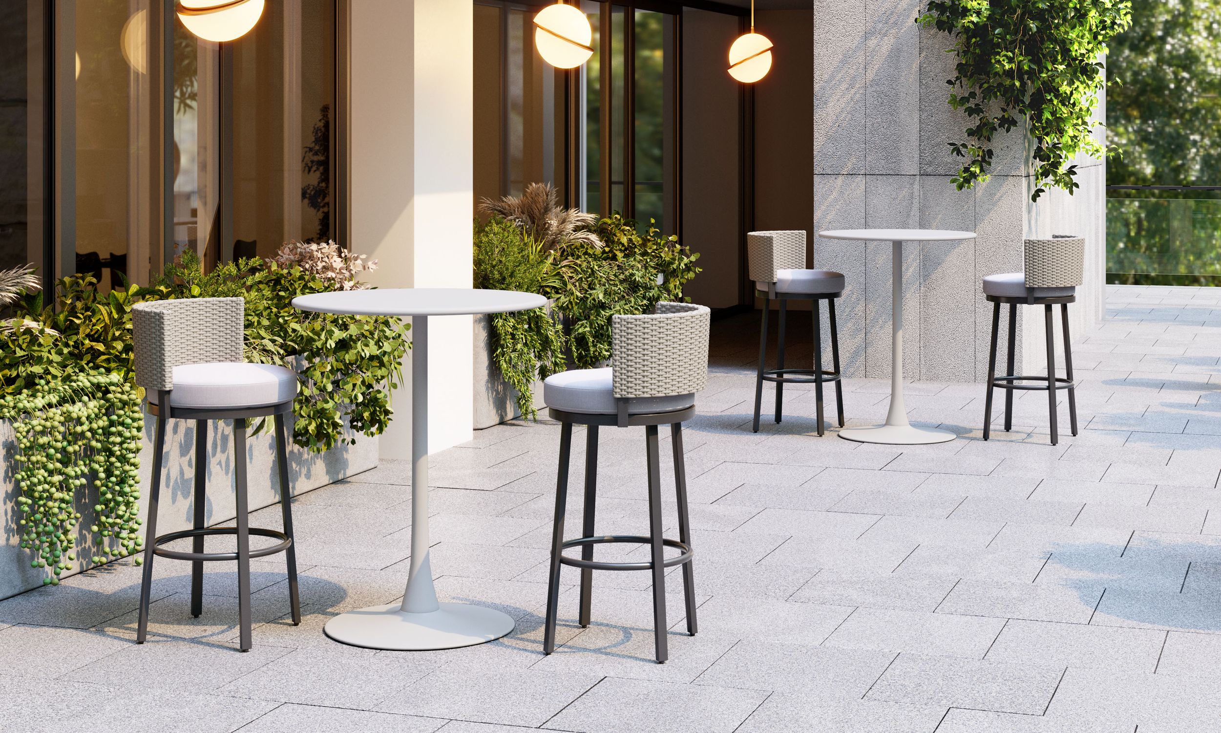 Soleil Round Steel Outdoor Bar Table