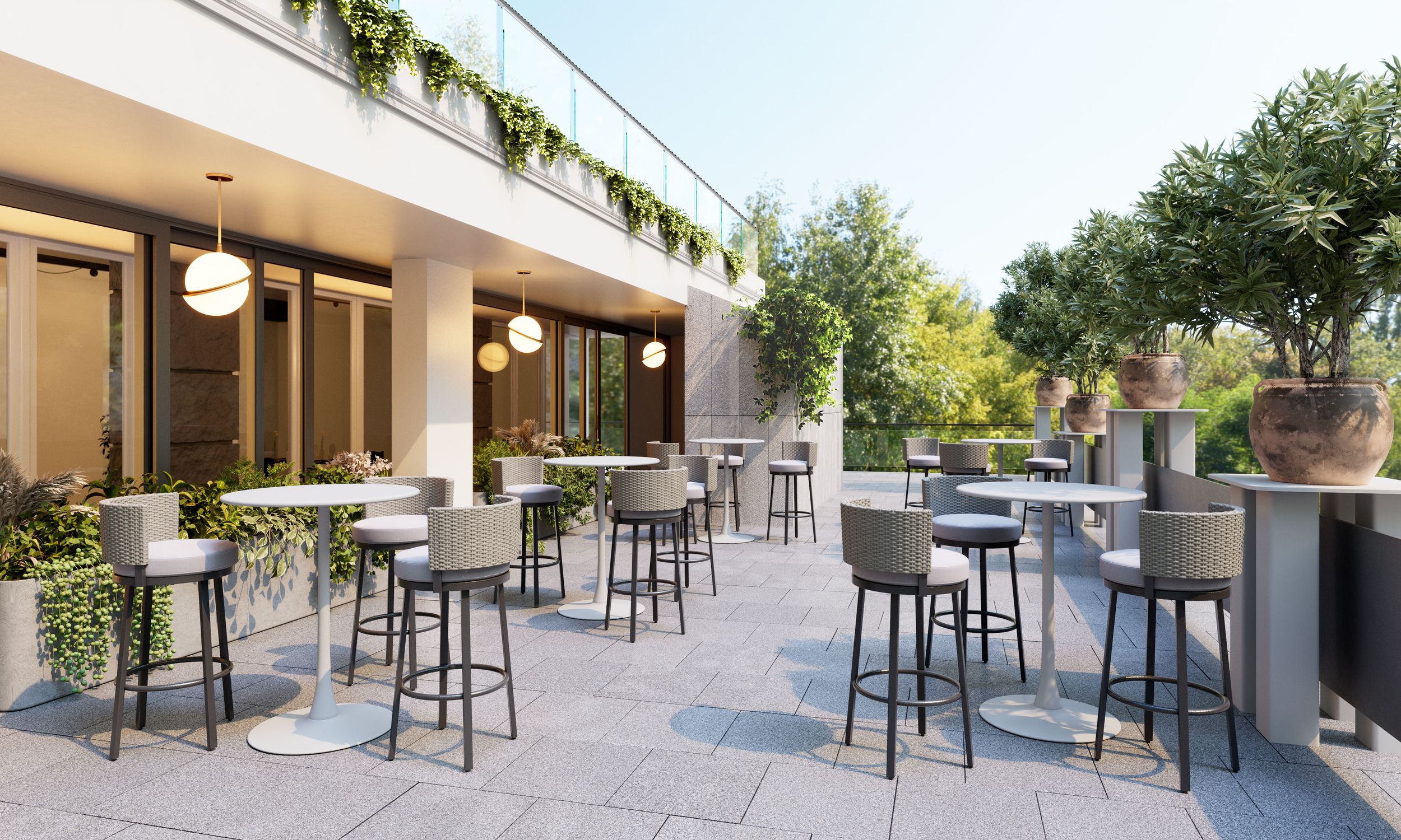 Soleil Round Steel Outdoor Bar Table