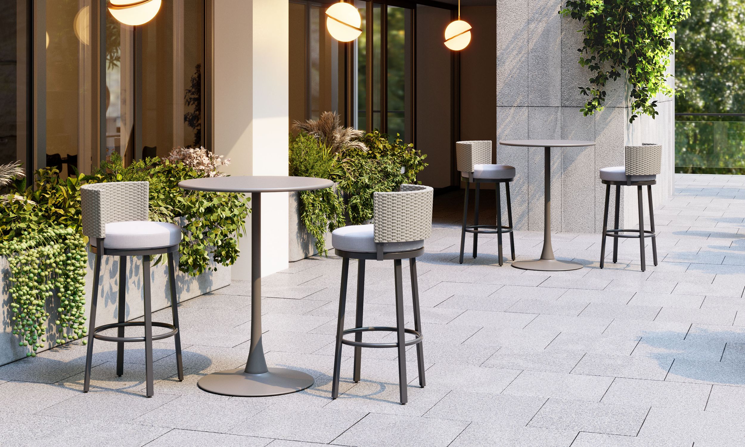 Soleil Round Steel Outdoor Bar Table