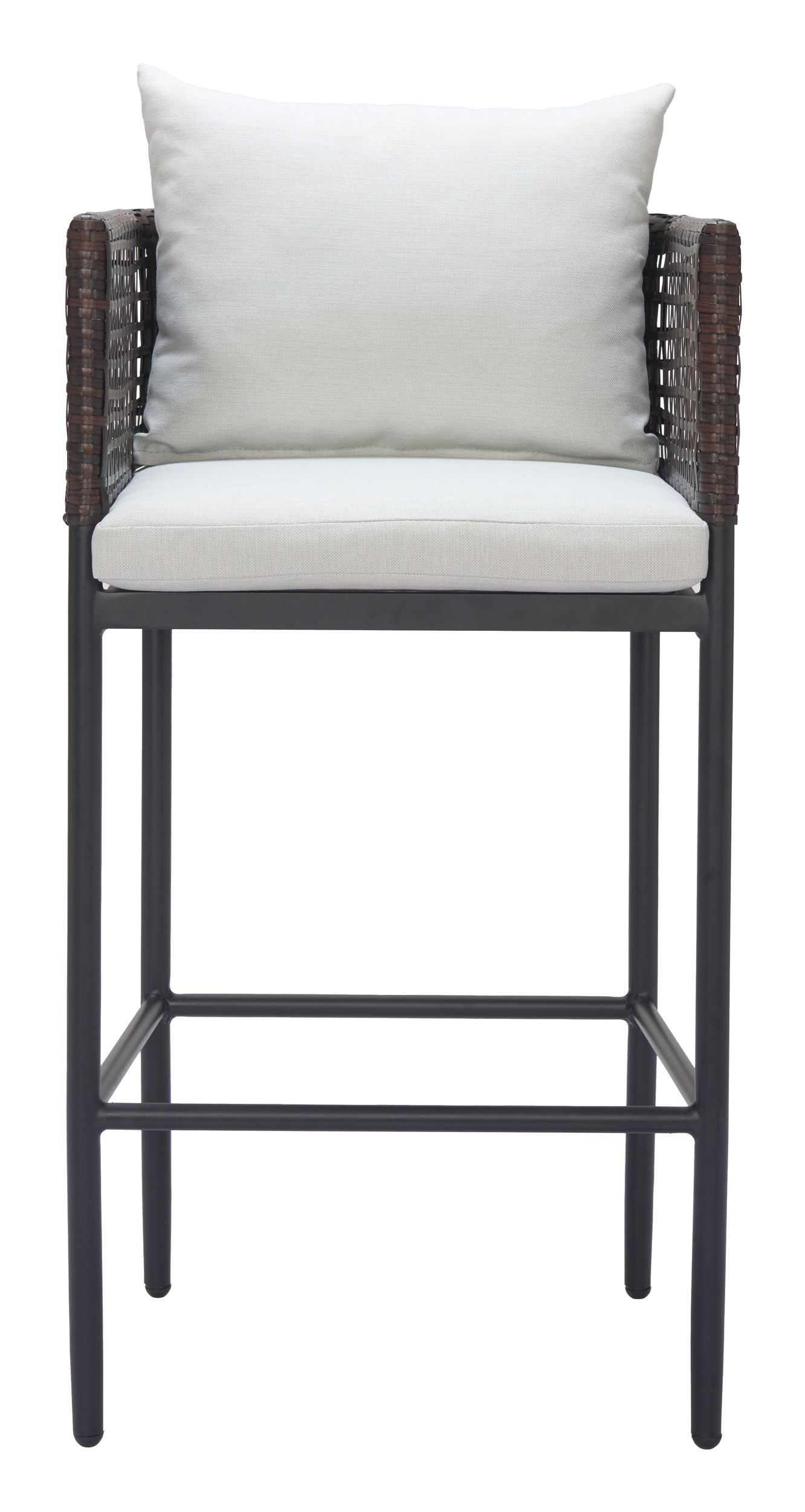 Palm Paradise Olefin/Aluminum/Synthetic Rattan Weave Barstool