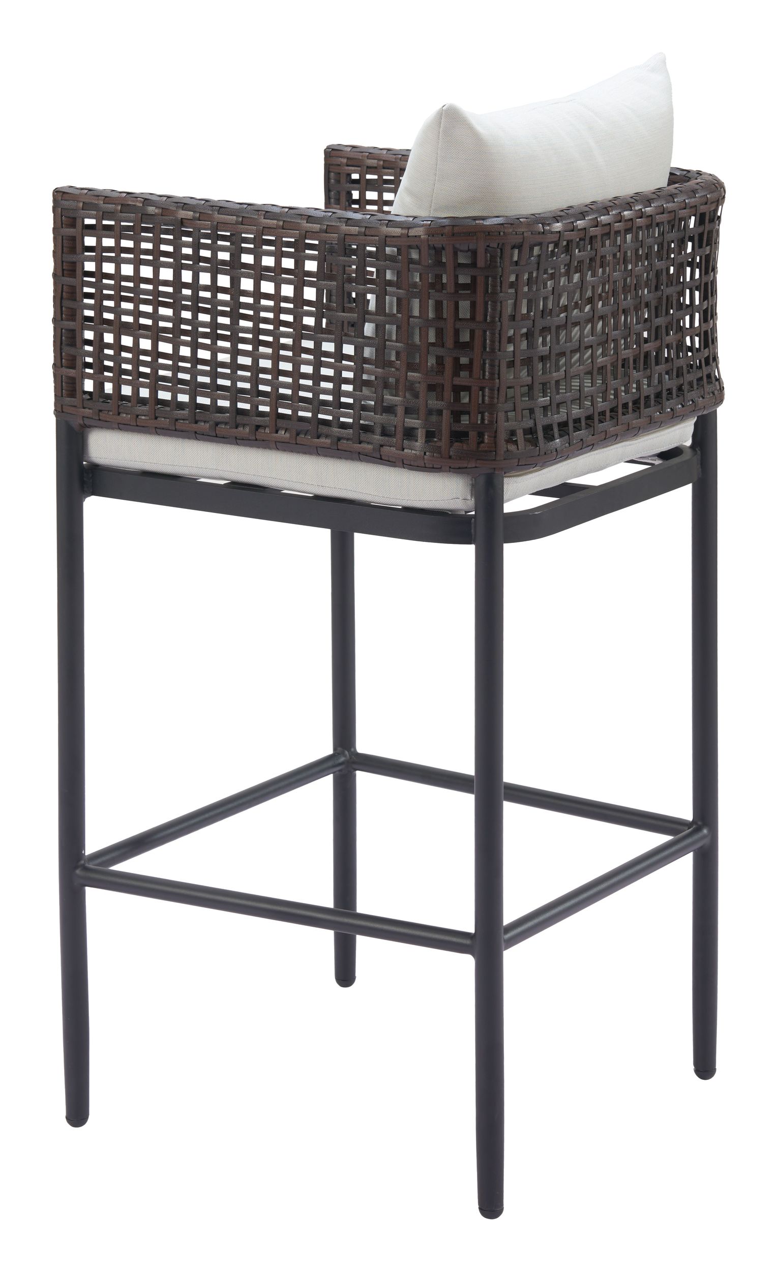 Palm Paradise Olefin/Aluminum/Synthetic Rattan Weave Barstool