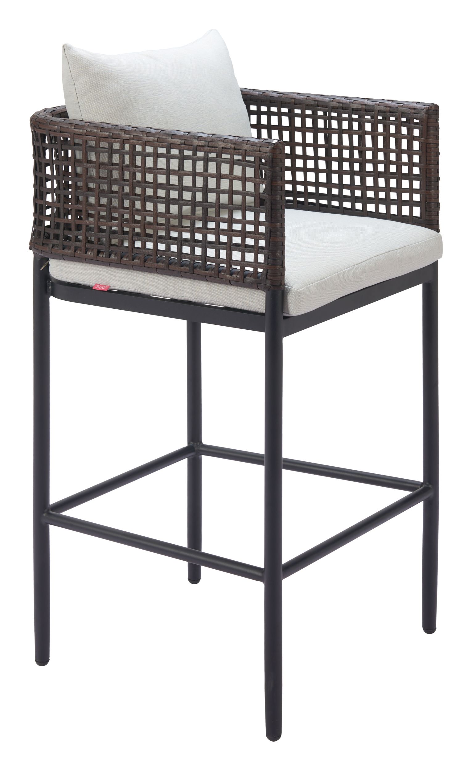 Palm Paradise Olefin/Aluminum/Synthetic Rattan Weave Barstool