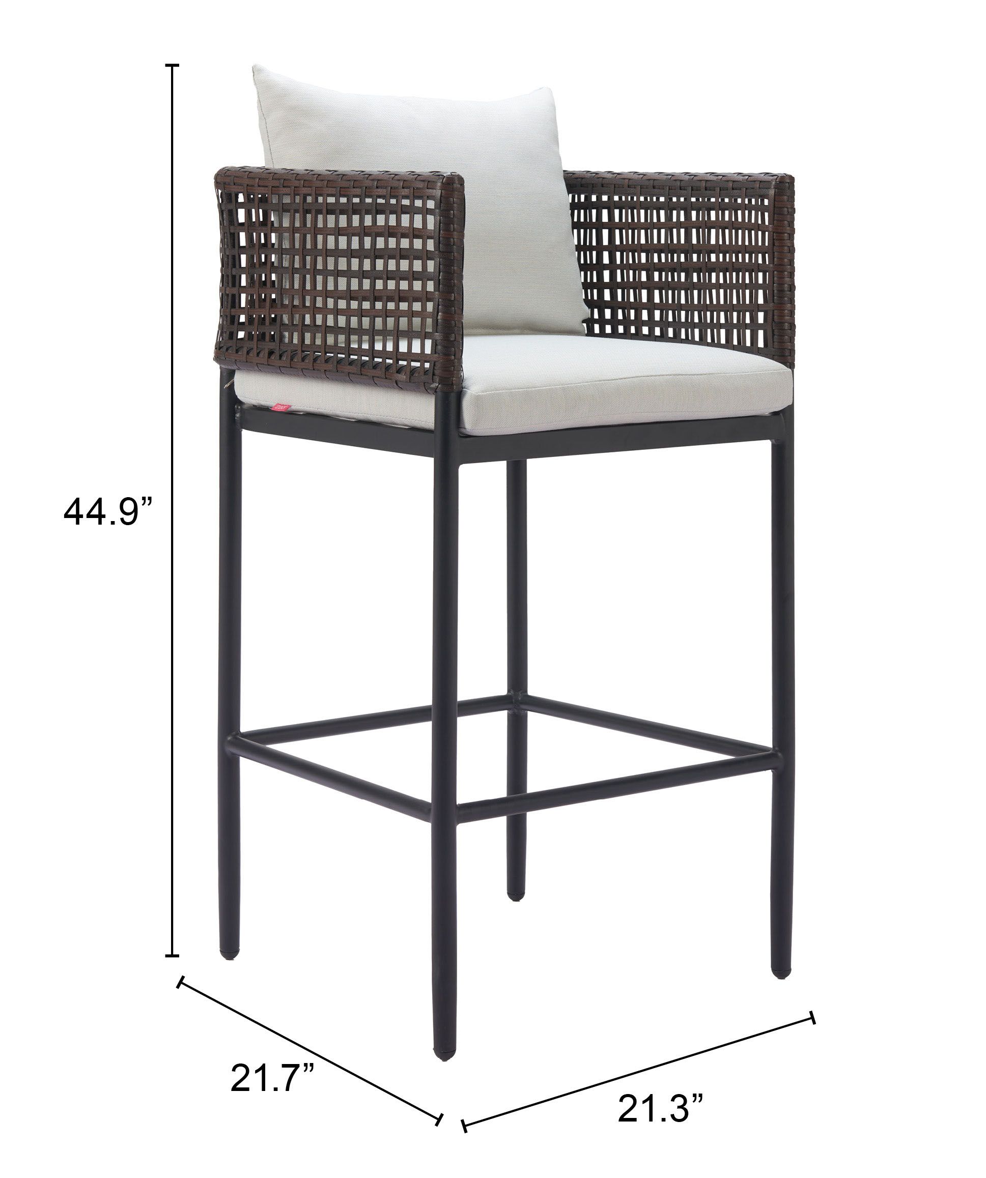 Palm Paradise Olefin/Aluminum/Synthetic Rattan Weave Barstool