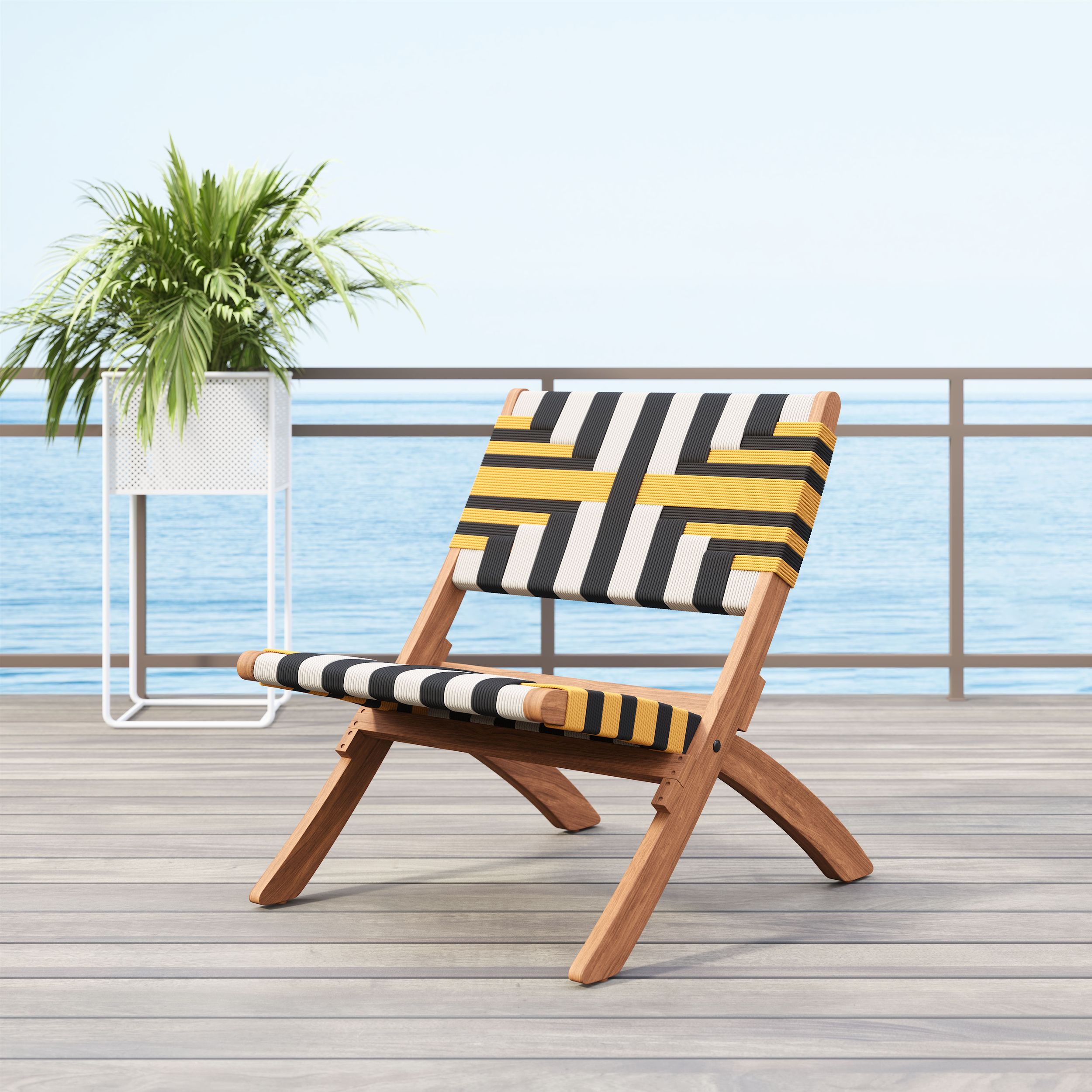 Sunbeam Synthetic Rattan Weave/Wood Outdoor Lounge Chair