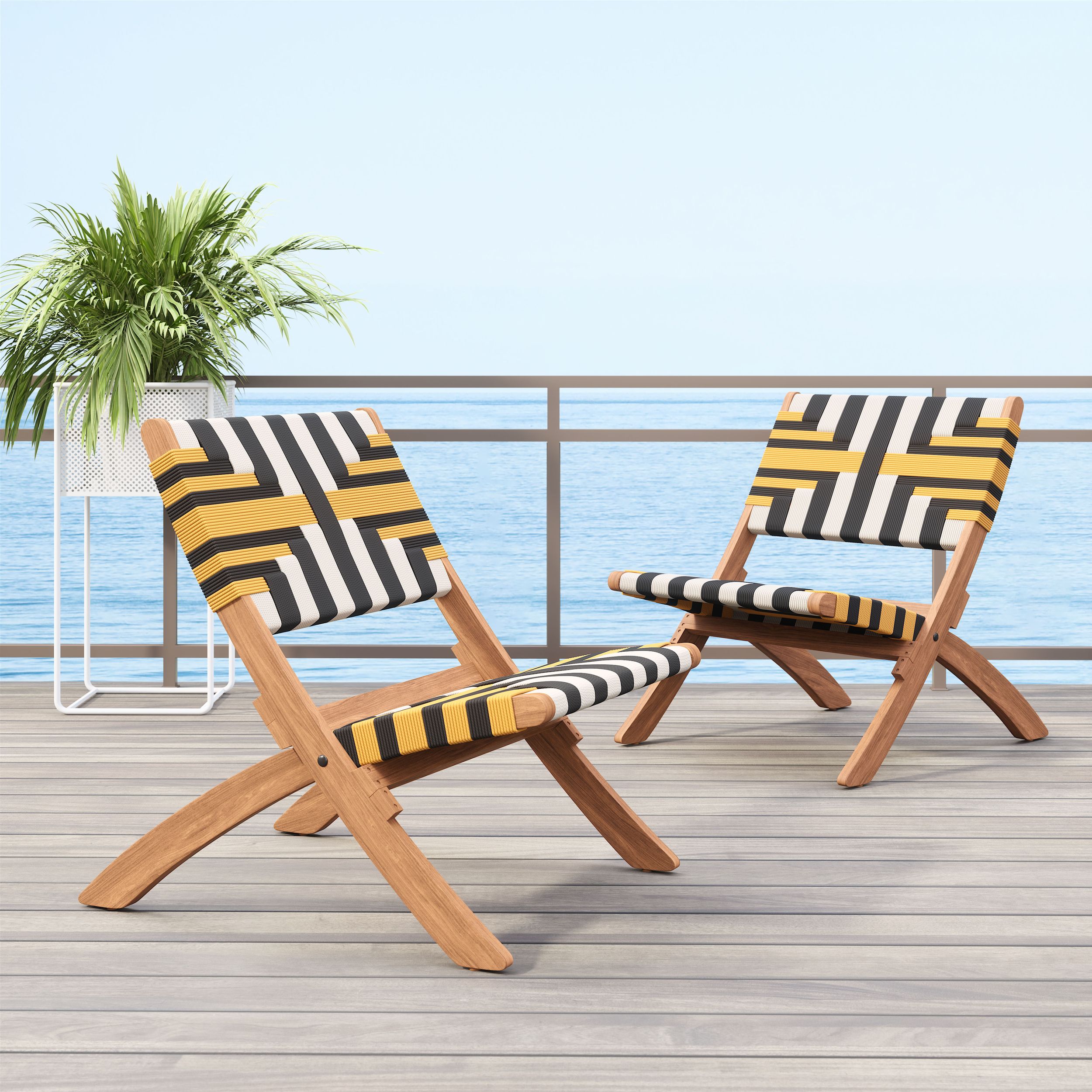 Sunbeam Synthetic Rattan Weave/Wood Outdoor Lounge Chair