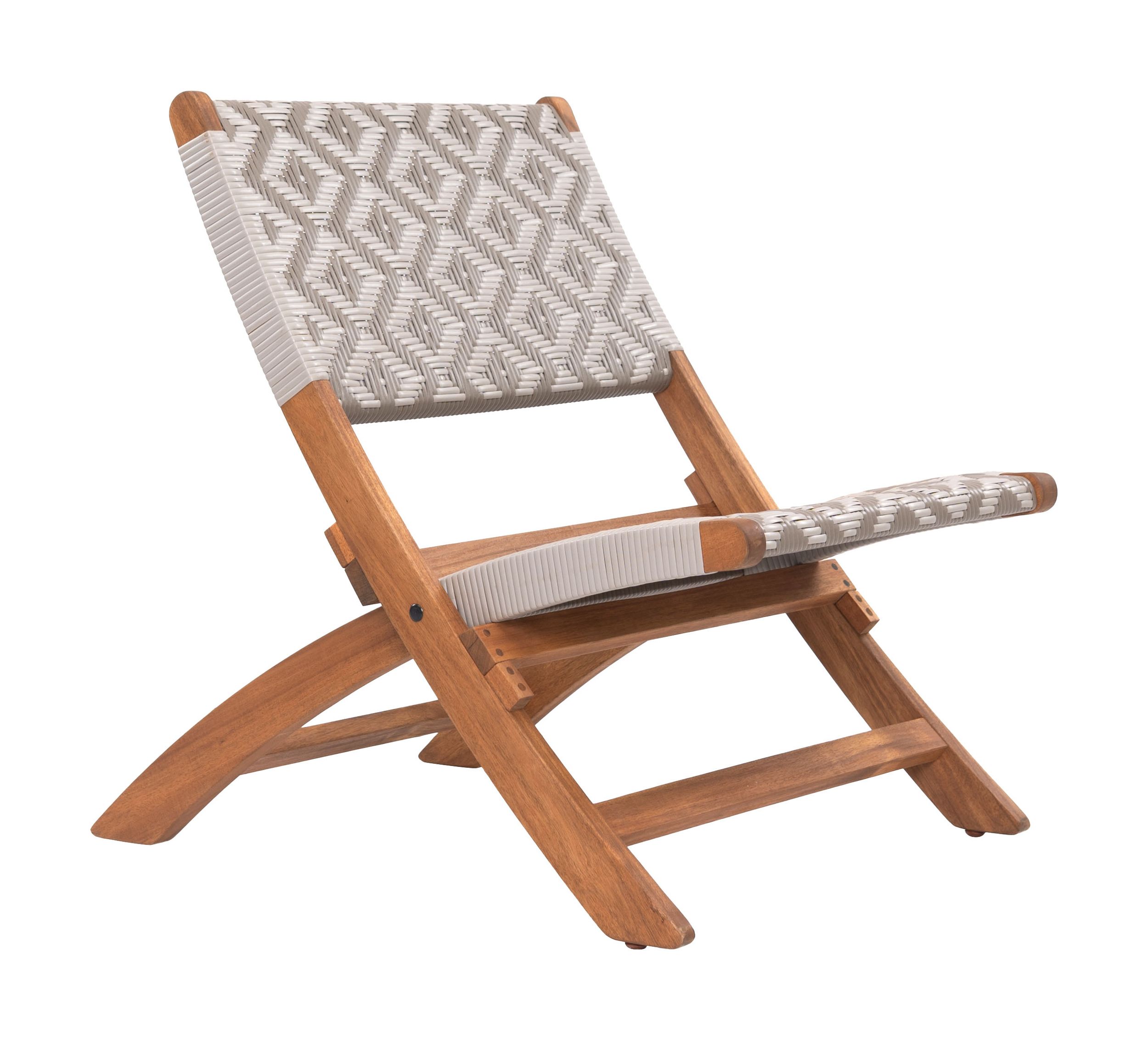 Tide Synthetic Rattan Weave/Wood Outdoor Lounge Chair