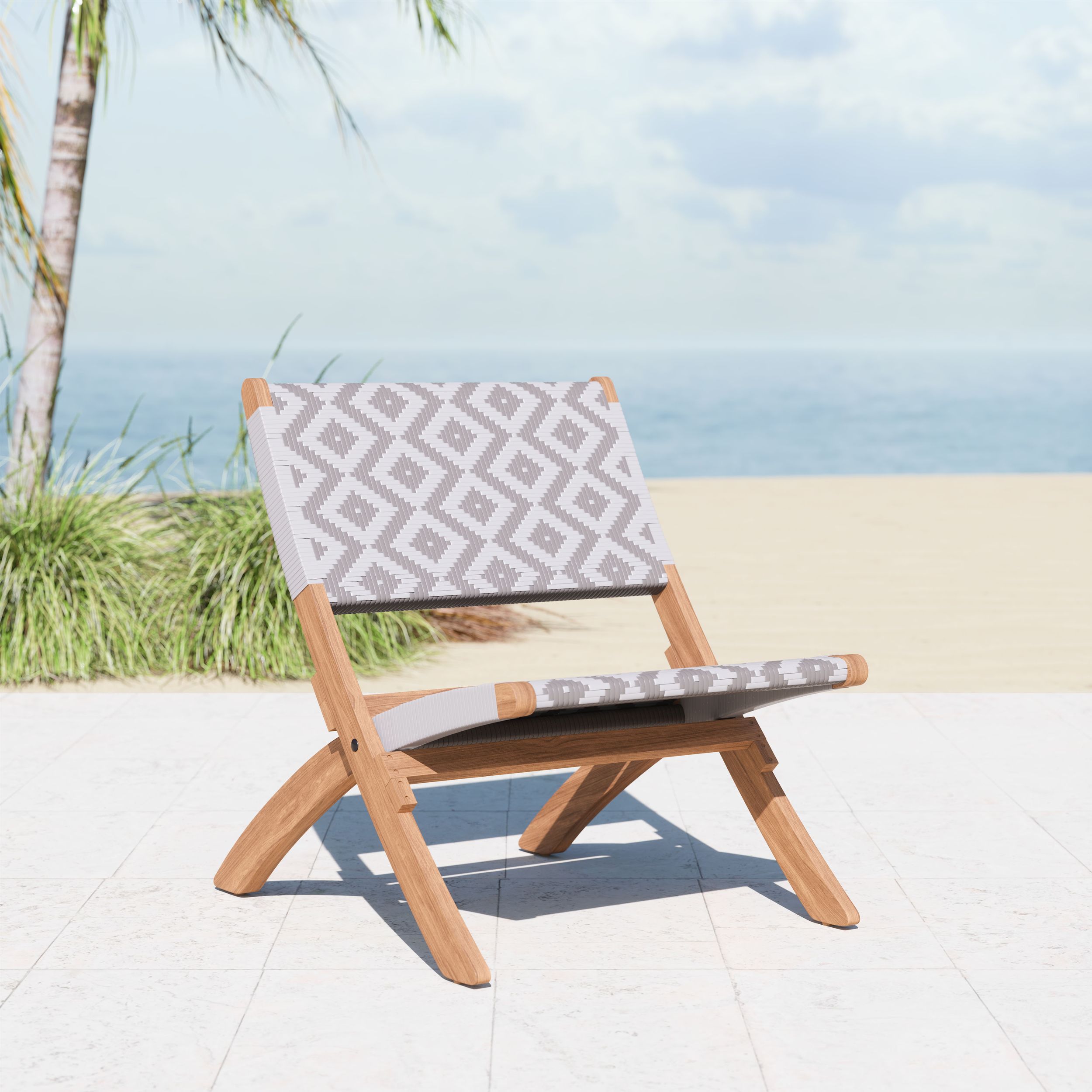 Tide Synthetic Rattan Weave/Wood Outdoor Lounge Chair