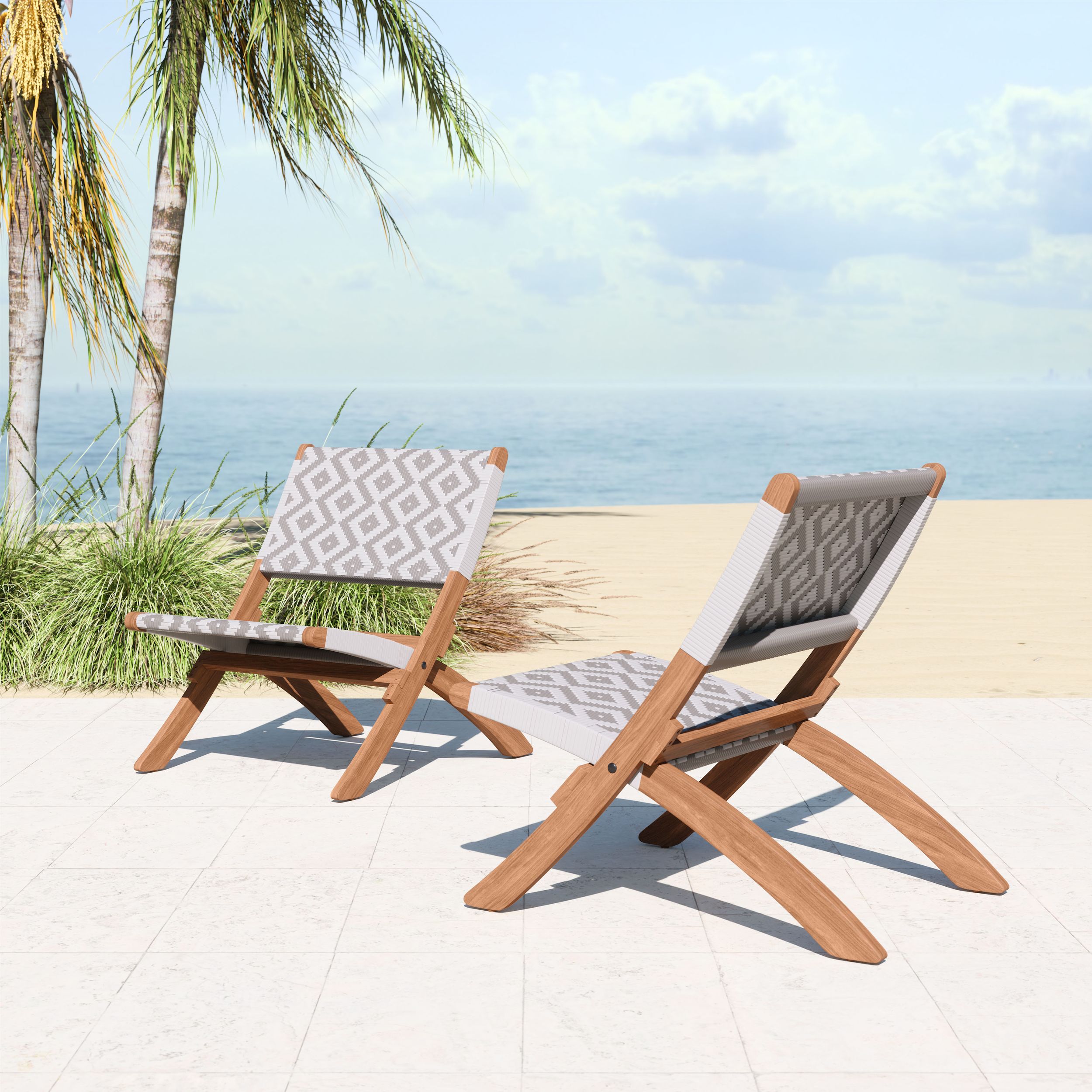 Tide Synthetic Rattan Weave/Wood Outdoor Lounge Chair