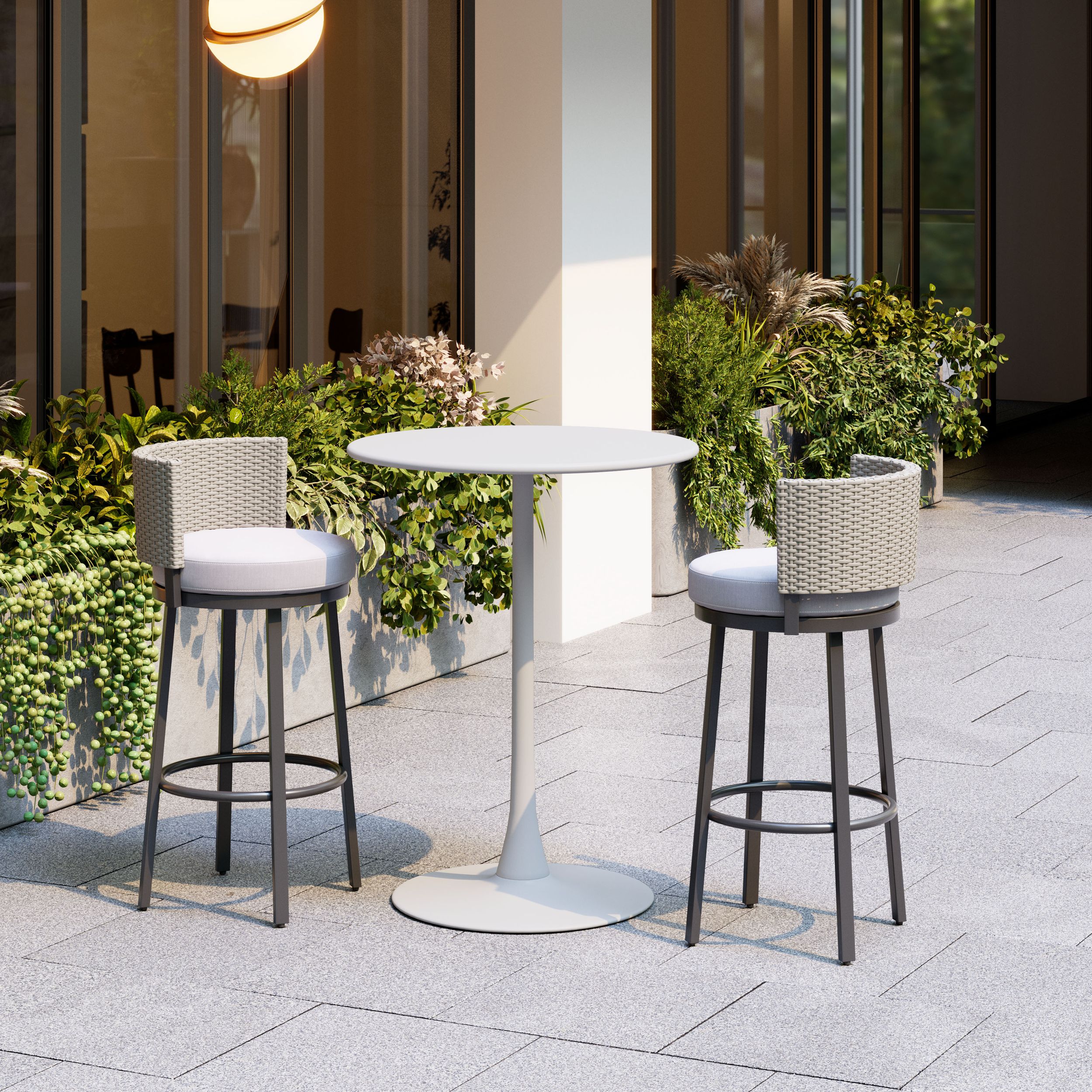 Soleil Round Steel Outdoor Bar Table