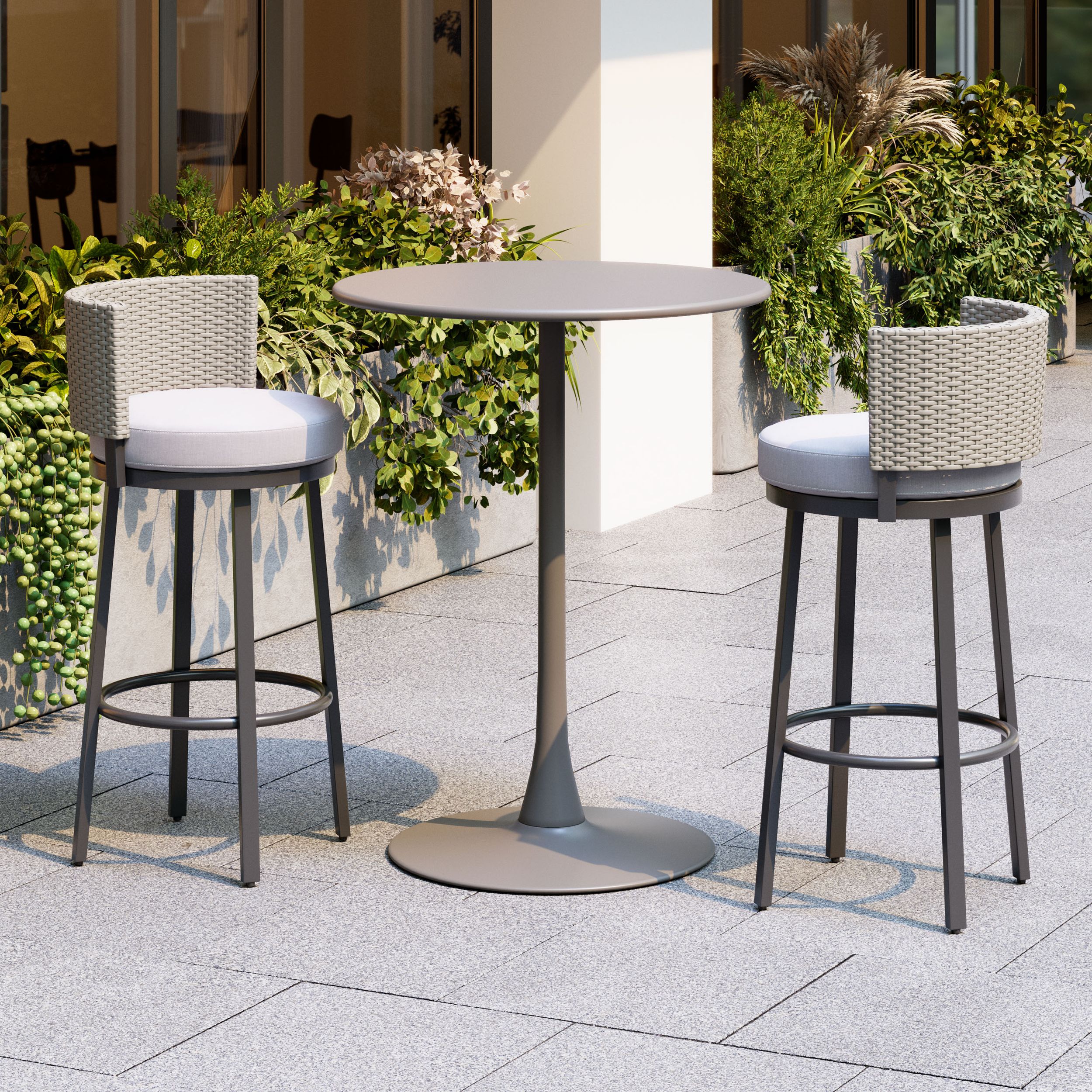 Soleil Round Steel Outdoor Bar Table