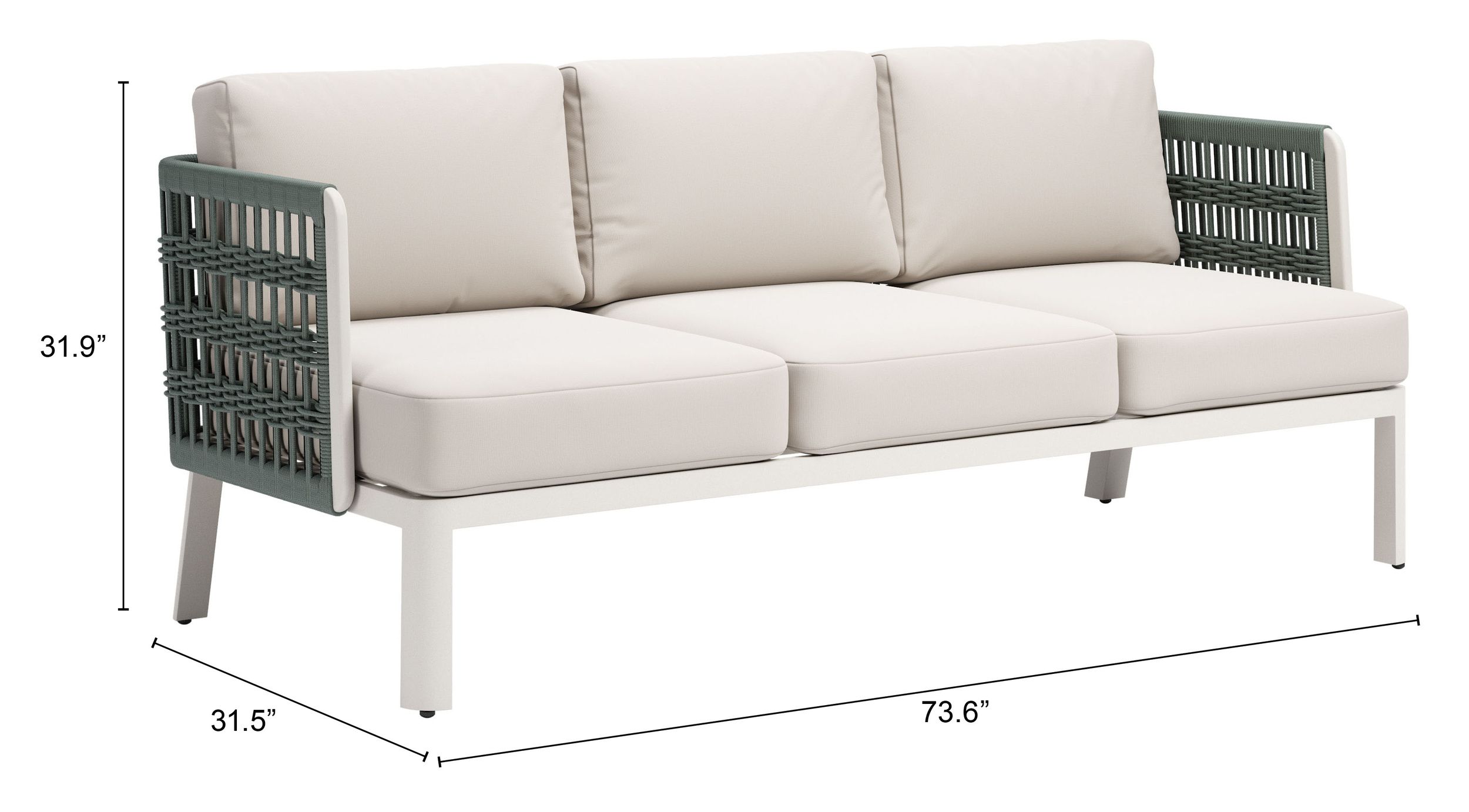 Armen Living Cuffay 4-Piece Fabric Outdoor Patio Furniture Set 