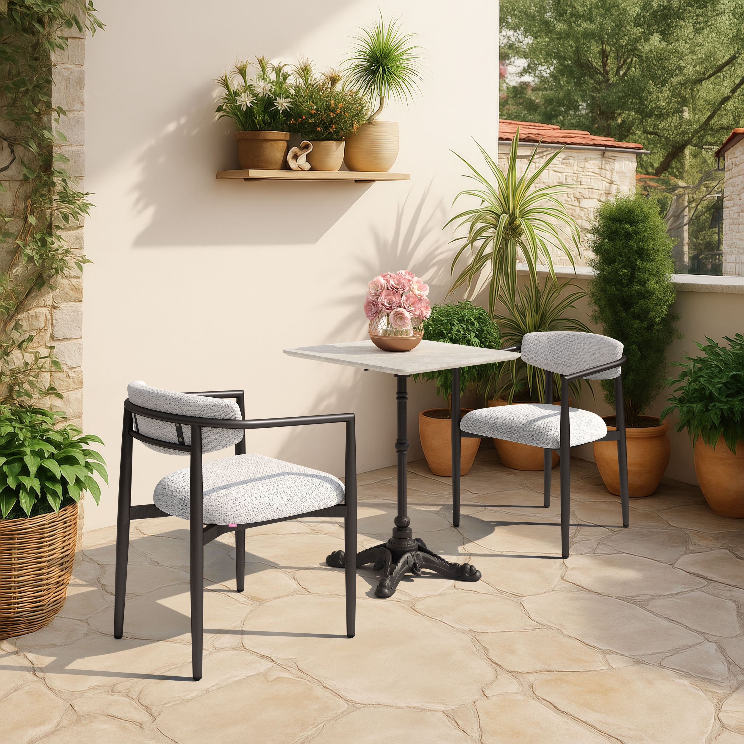 Alfresco Square Faux Concrete/Metal Outdoor Dining Table