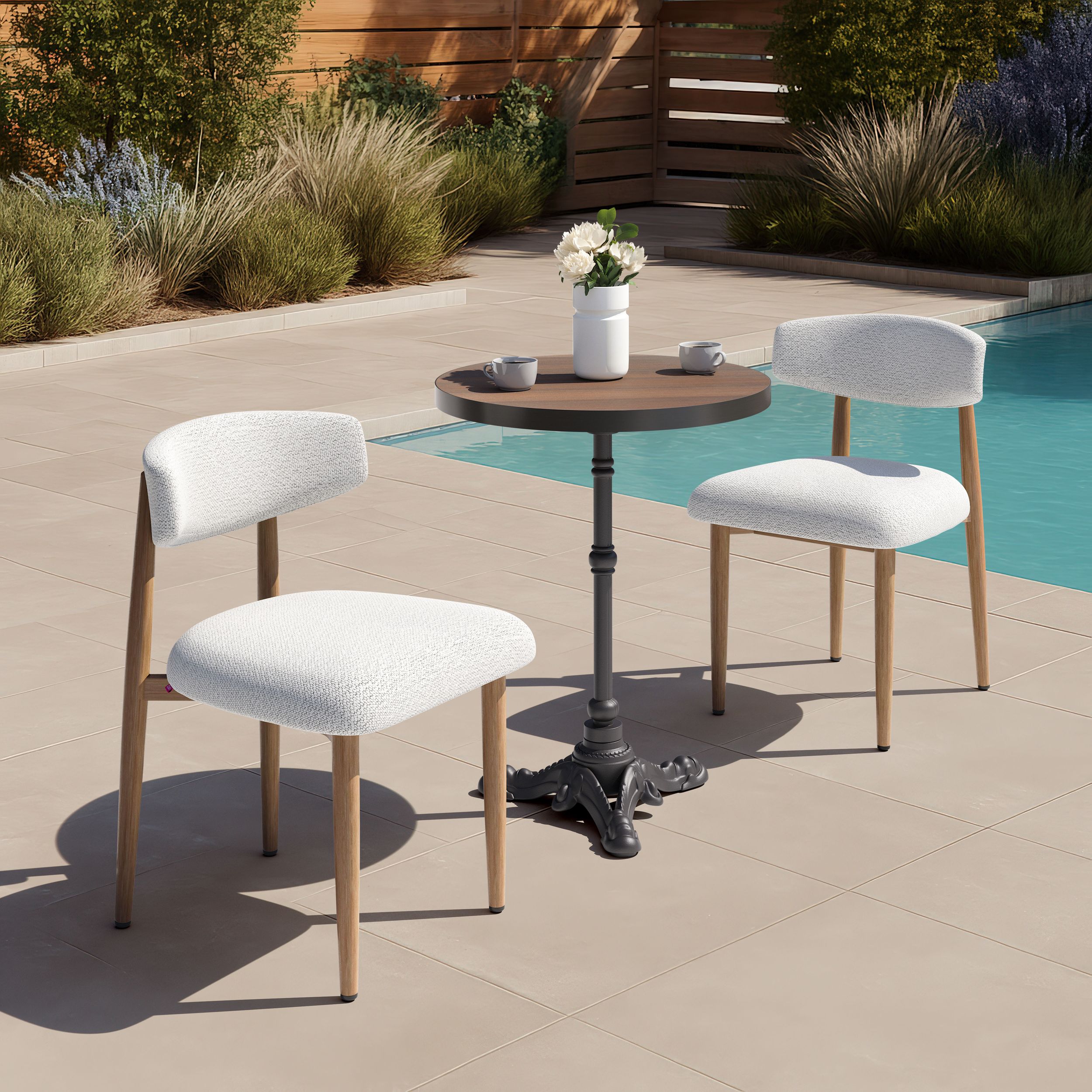 Bege Olefin/Aluminum Outdoor Dining Chair