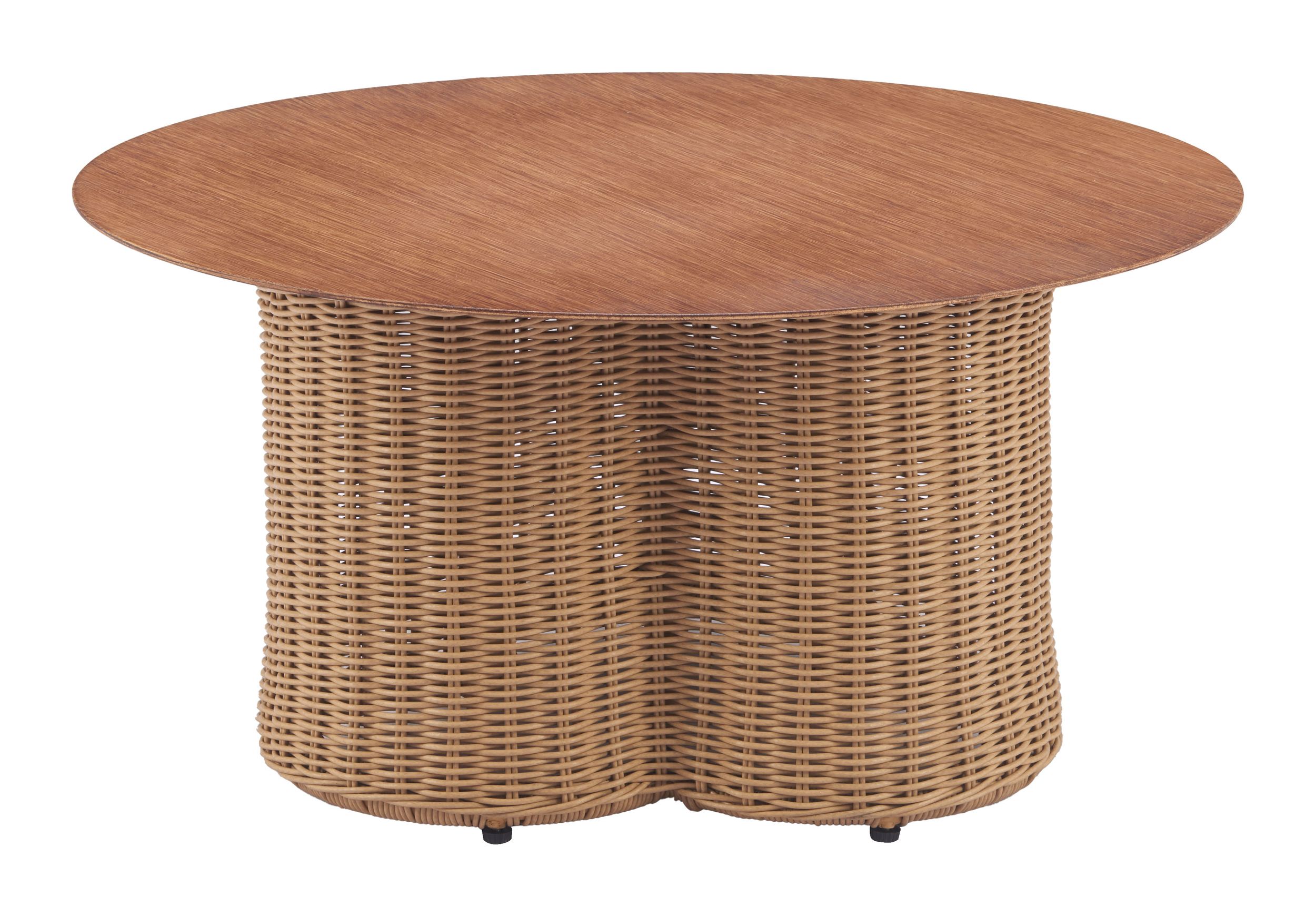 Soka Round Aluminum/Synthetic Rattan Weave Outdoor Coffee Table