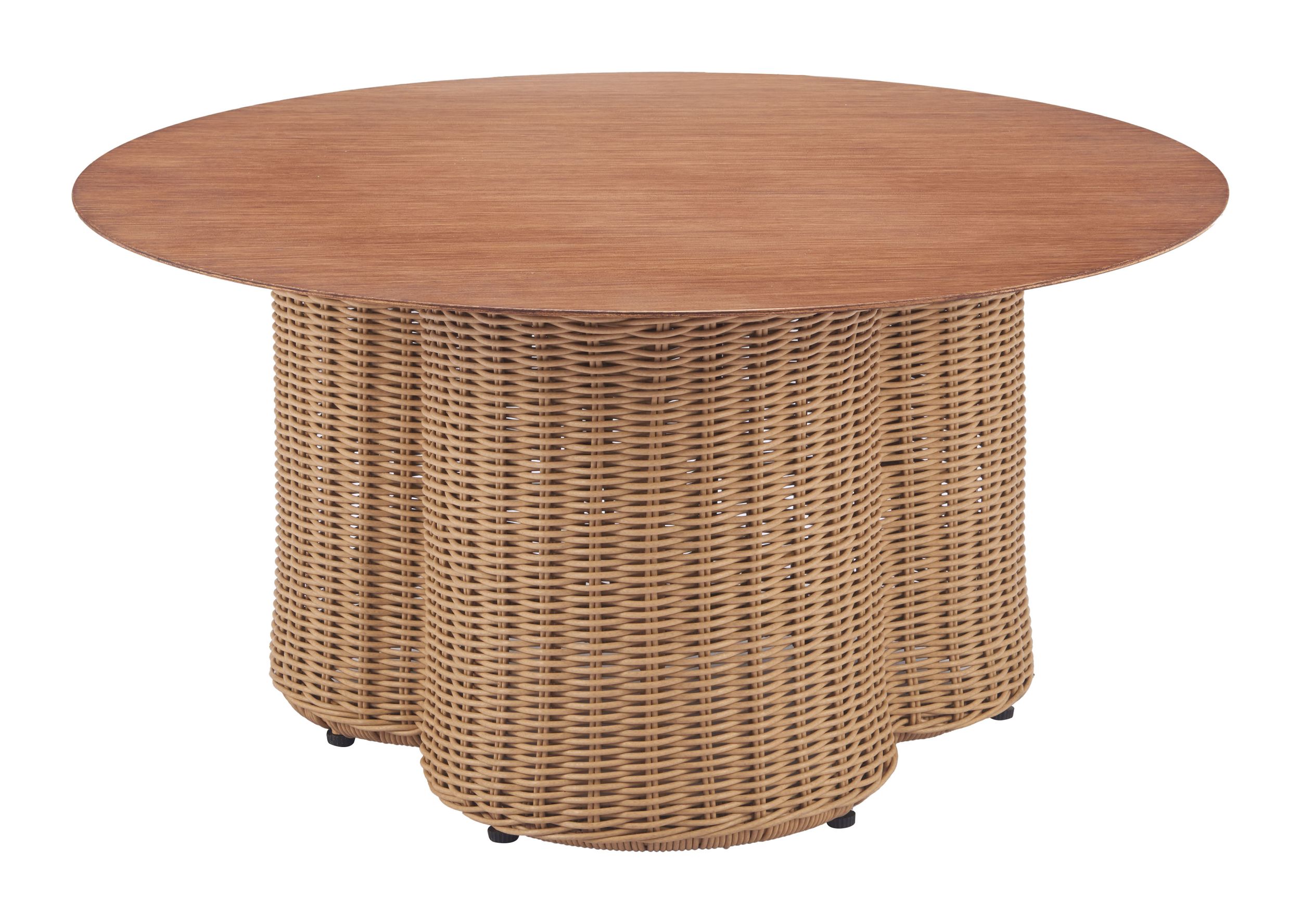 Soka Round Aluminum/Synthetic Rattan Weave Outdoor Coffee Table