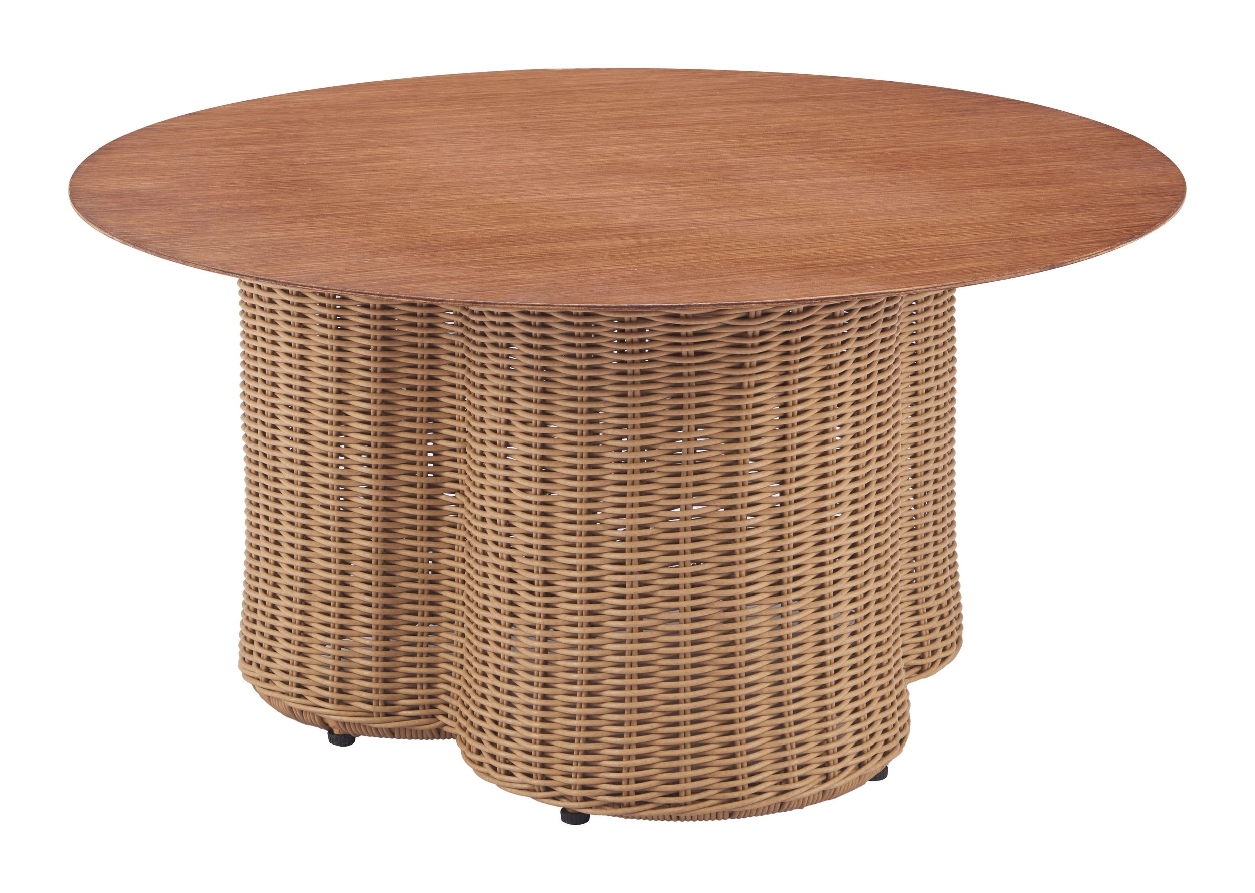 Soka Round Aluminum/Synthetic Rattan Weave Outdoor Coffee Table