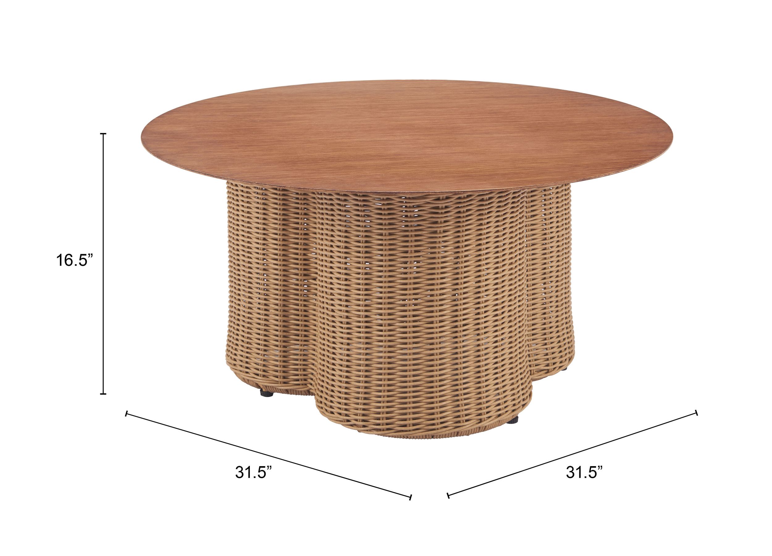 Soka Round Aluminum/Synthetic Rattan Weave Outdoor Coffee Table