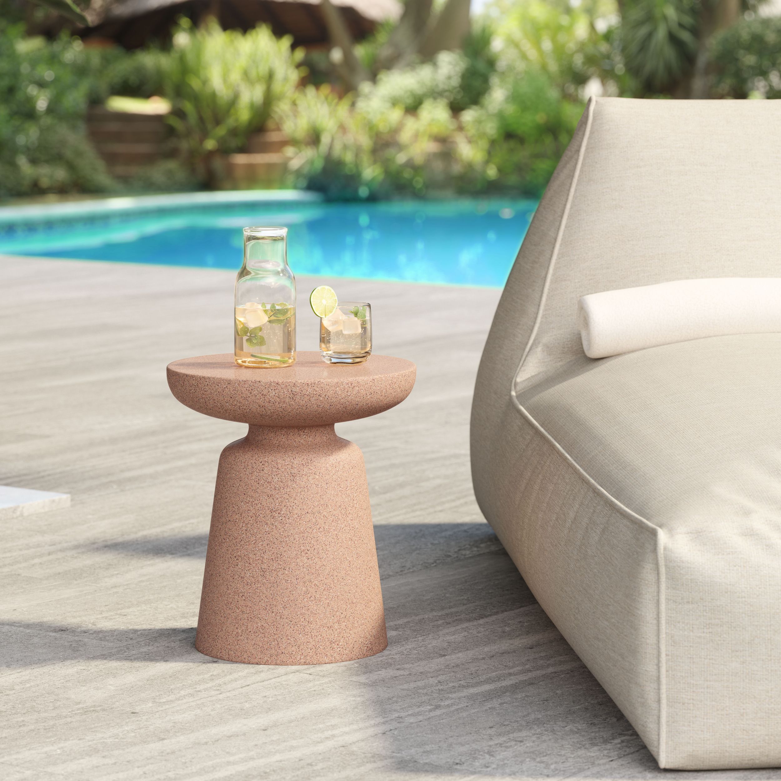 Tensen Round Polyethylene Outdoor End Table