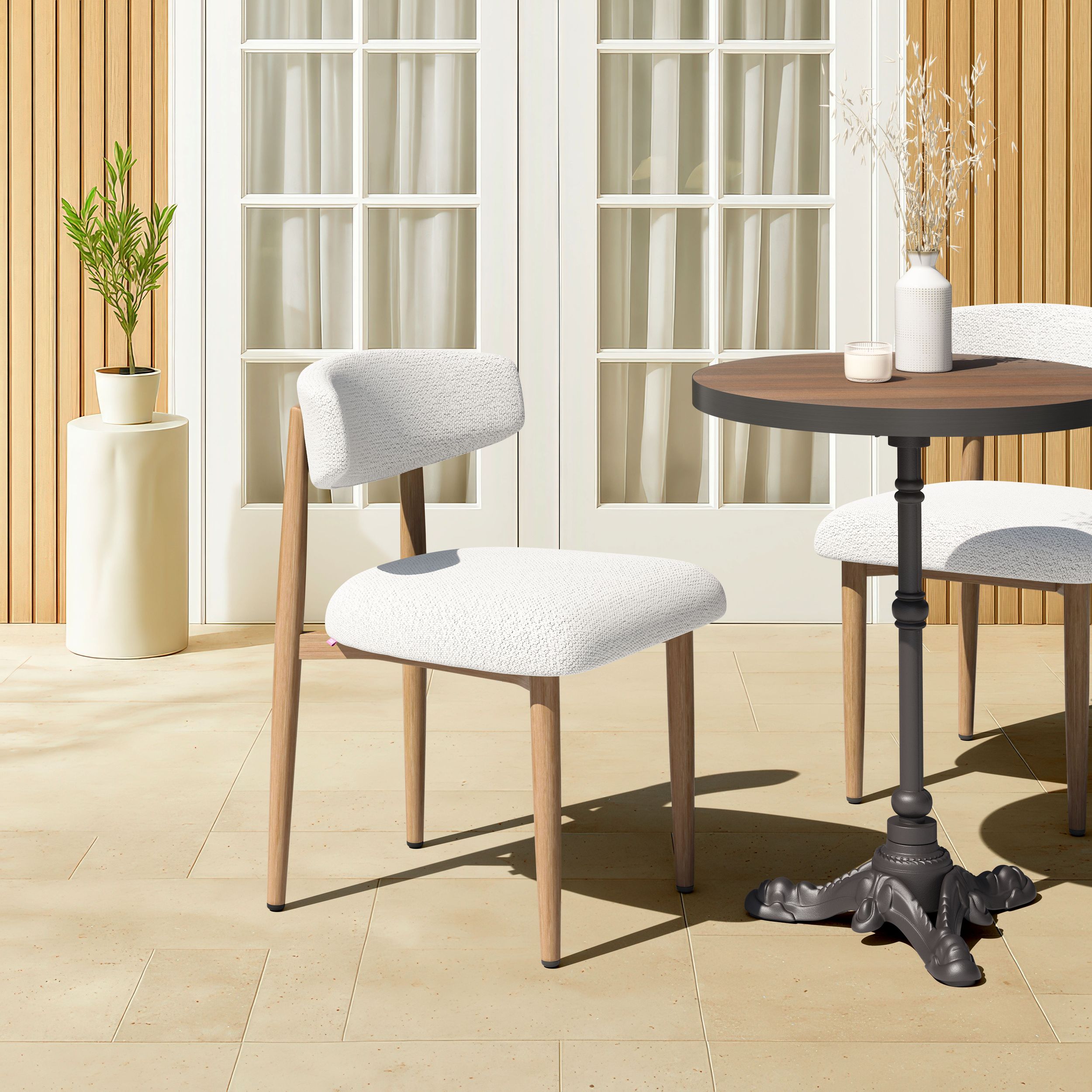 Bege Olefin/Aluminum Outdoor Dining Chair