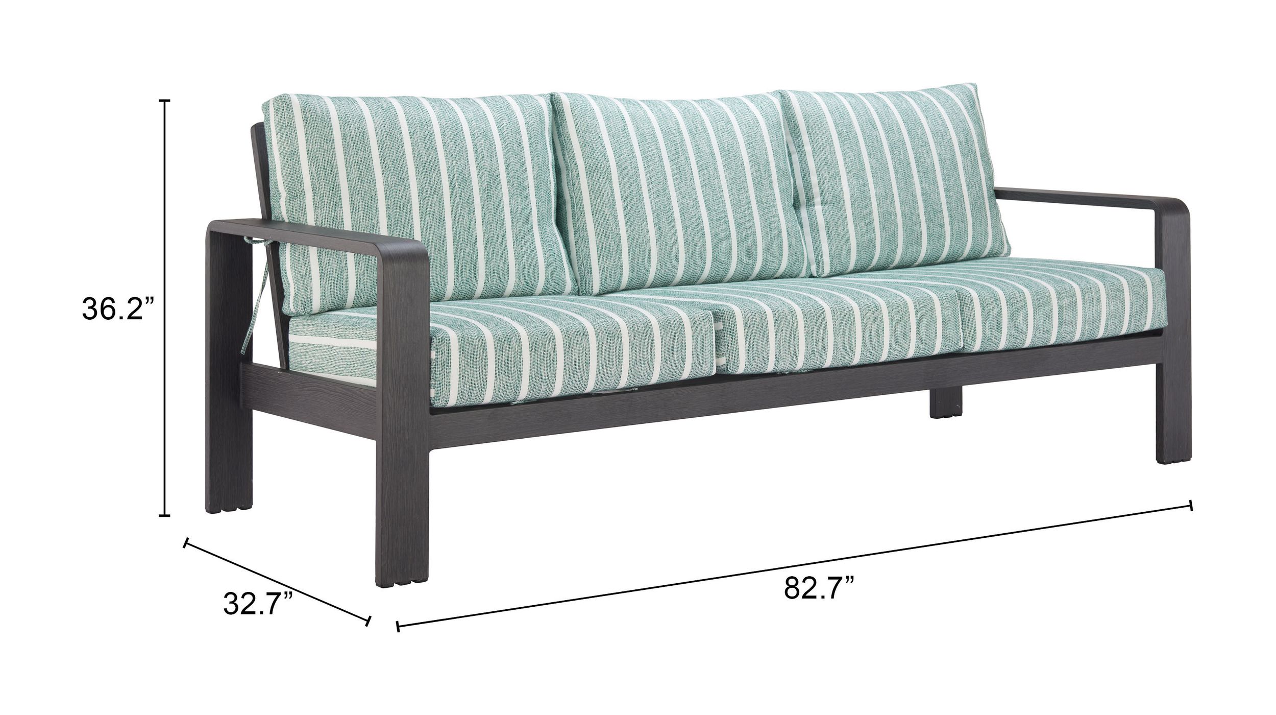 Solaste Aluminum Outdoor Couch, 3-Seat Metal Outdoor Sofa