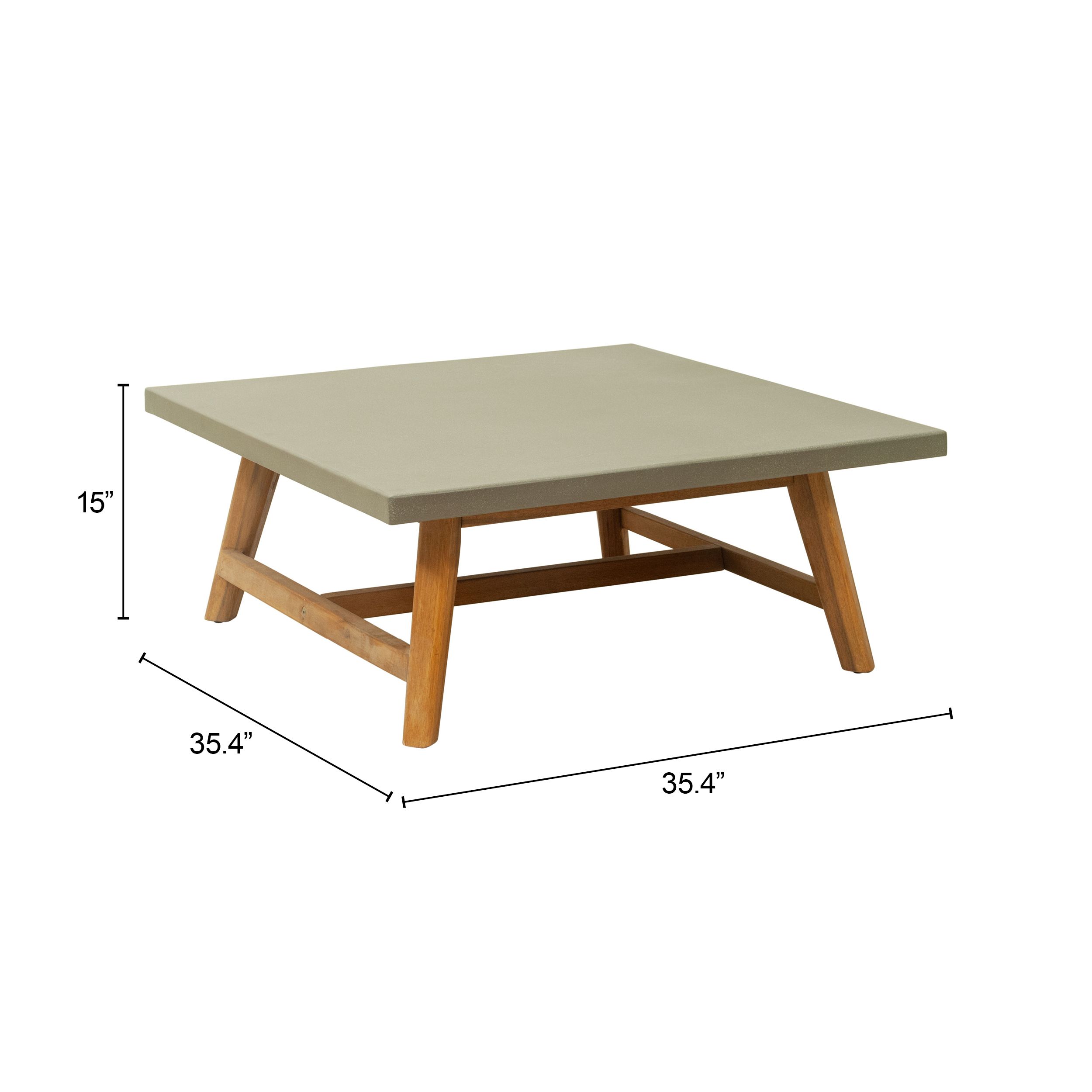 Kert Square Faux Concrete/Wood Outdoor Coffee Table