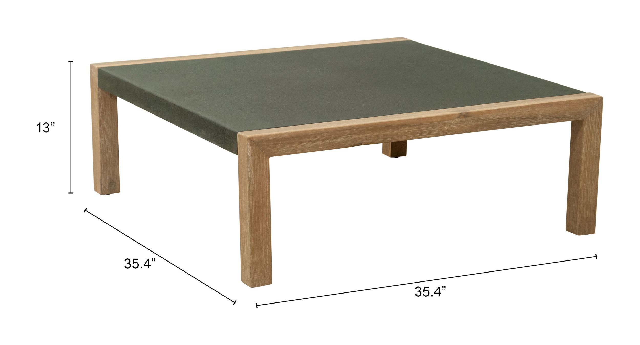 Teras Square Faux Concrete/Wood Outdoor Coffee Table