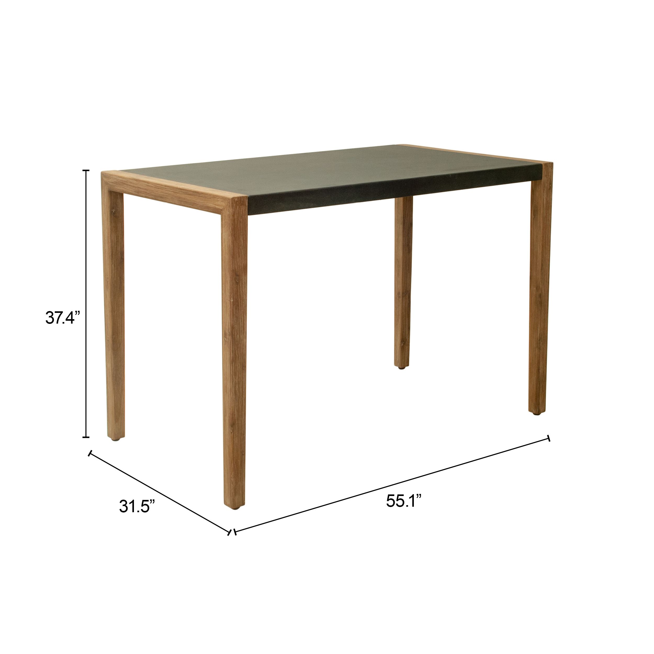 Kata Rectangular Faux Concrete/Wood Counter Table