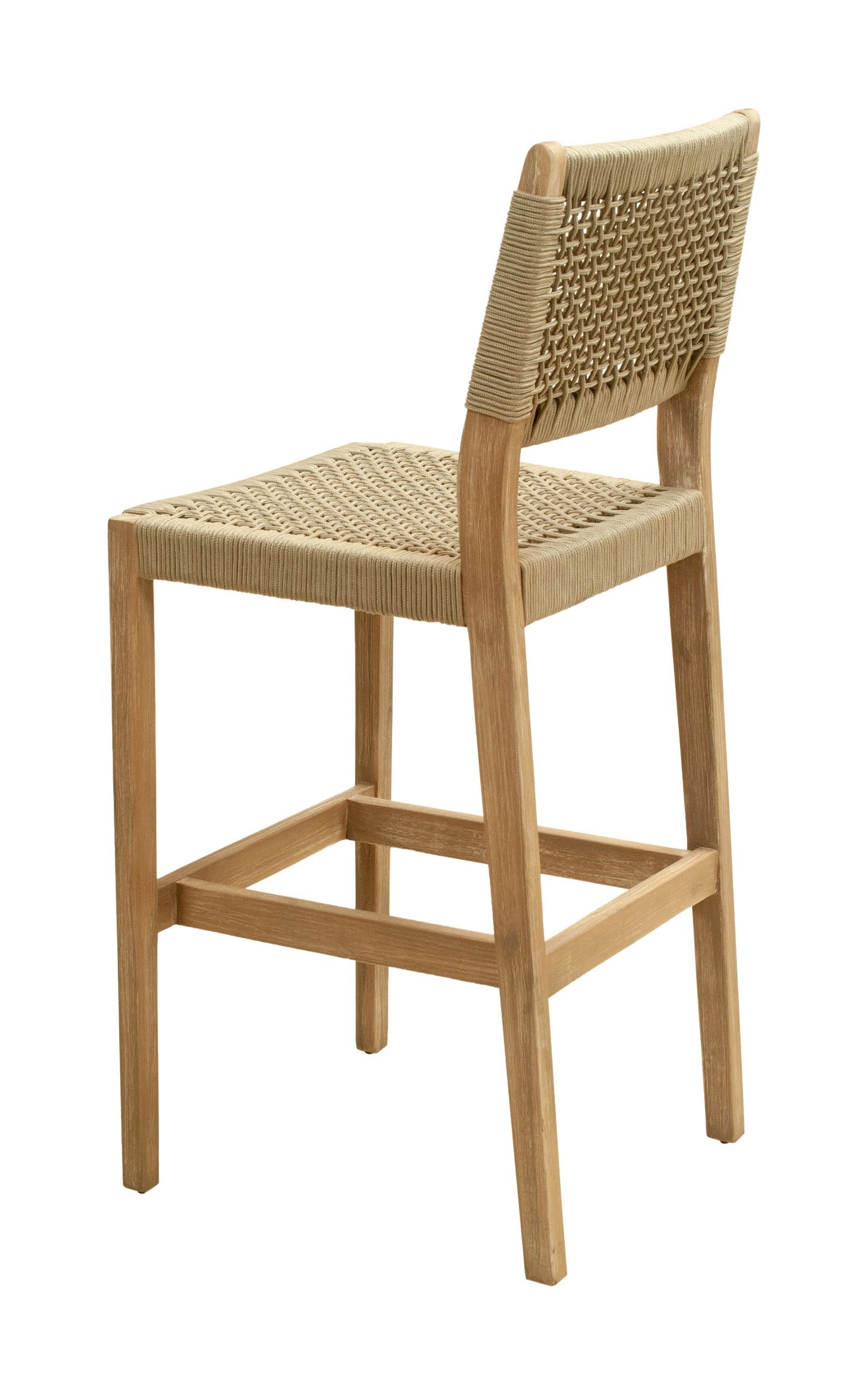 Corde Synthetic Rattan Weave/Wood Outdoor Barstool