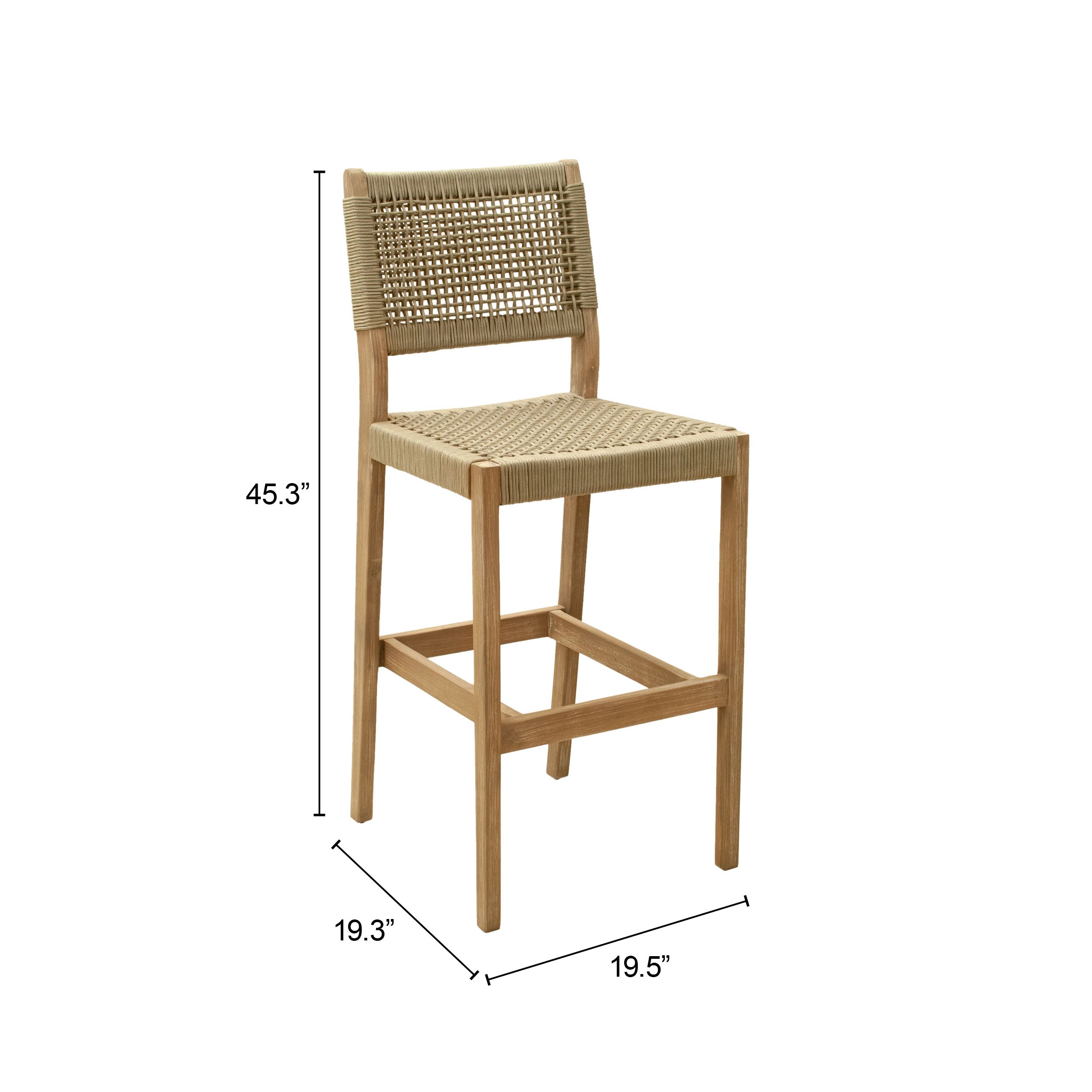 Corde Synthetic Rattan Weave/Wood Outdoor Barstool