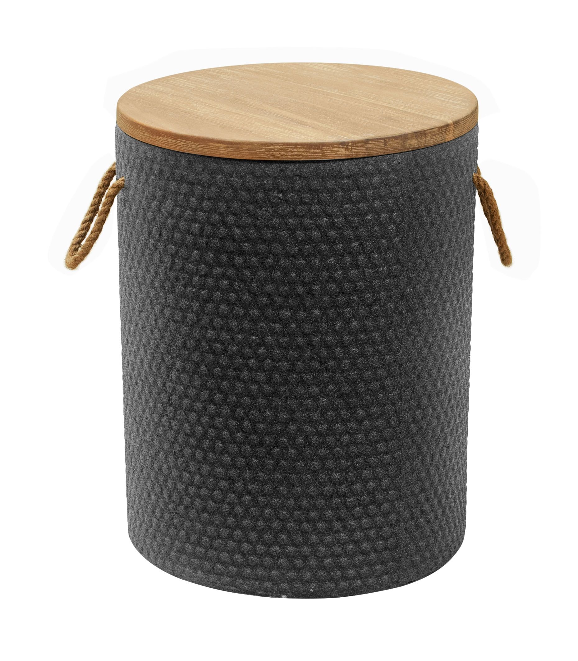 Beban Round Wood/Faux Concrete Side Table