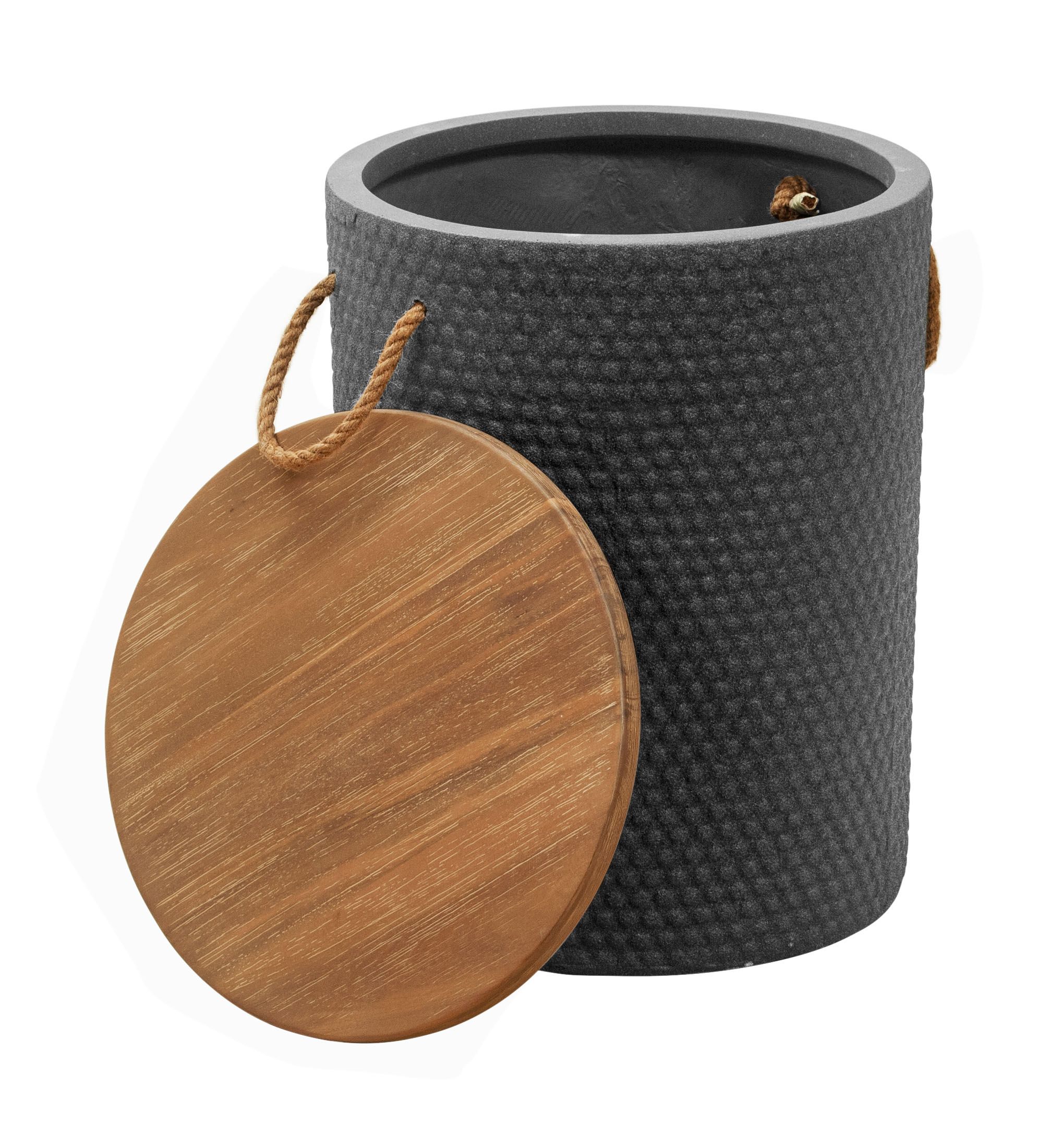 Beban Round Wood/Faux Concrete Side Table