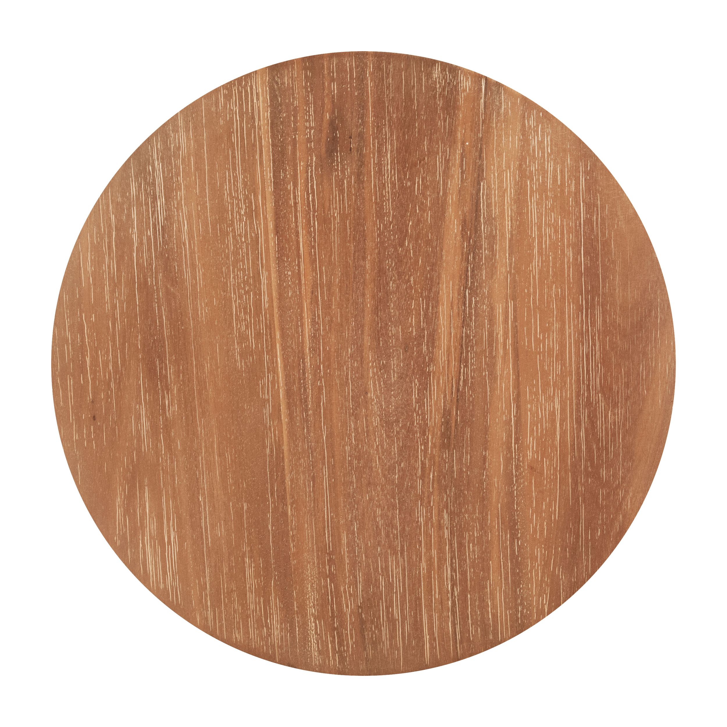 Beban Round Wood/Faux Concrete Side Table