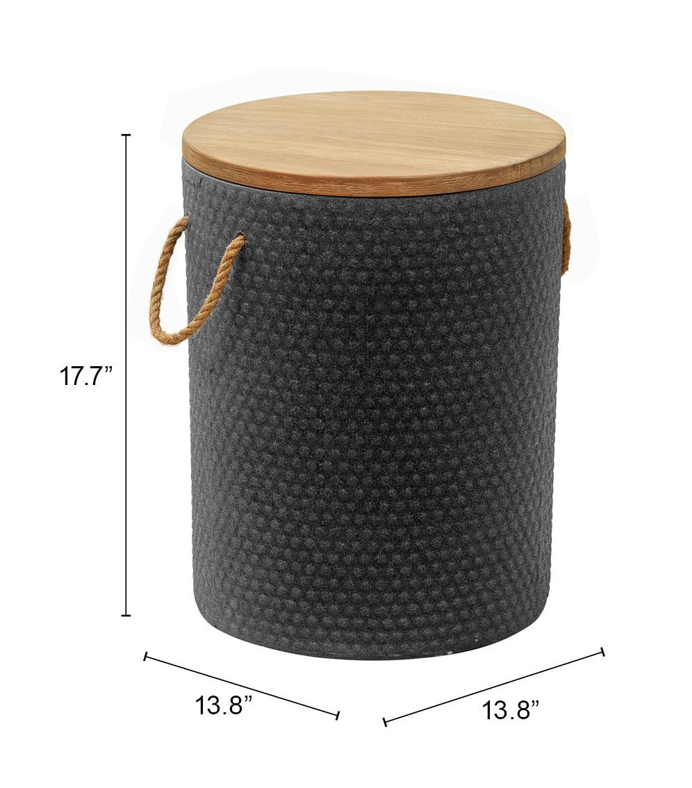 Beban Round Wood/Faux Concrete Side Table