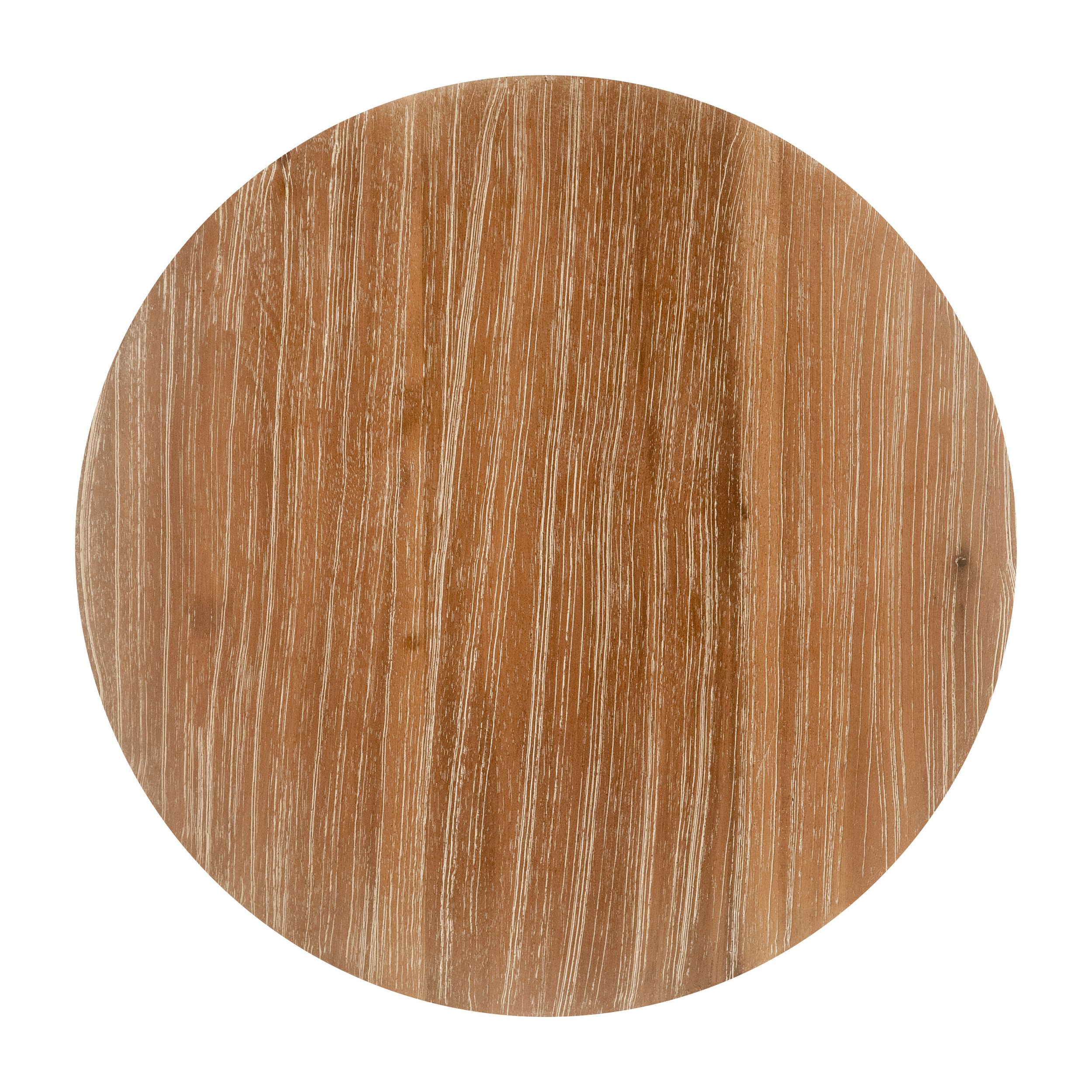Biban Round  Wood/Faux Concrete Side Table