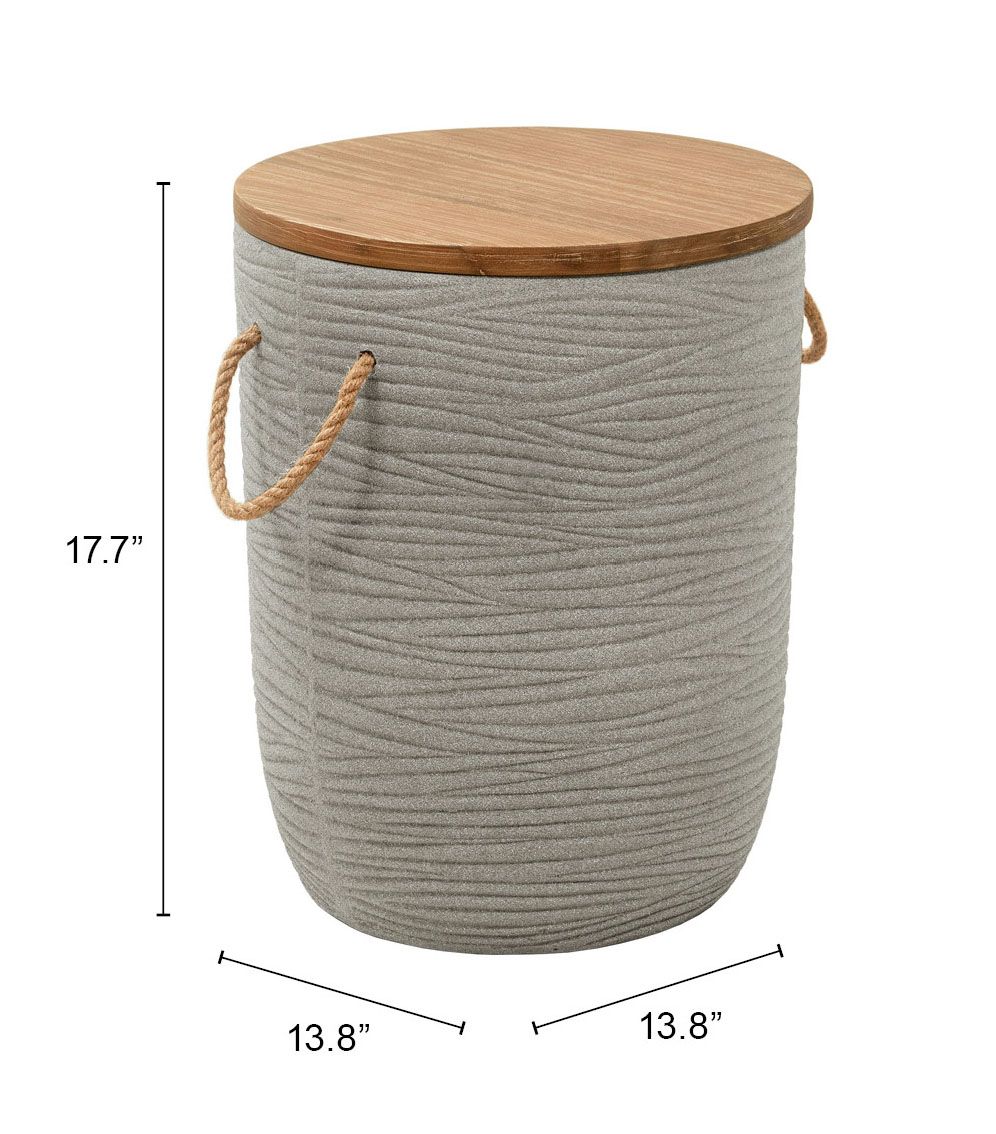 Biban Round  Wood/Faux Concrete Side Table