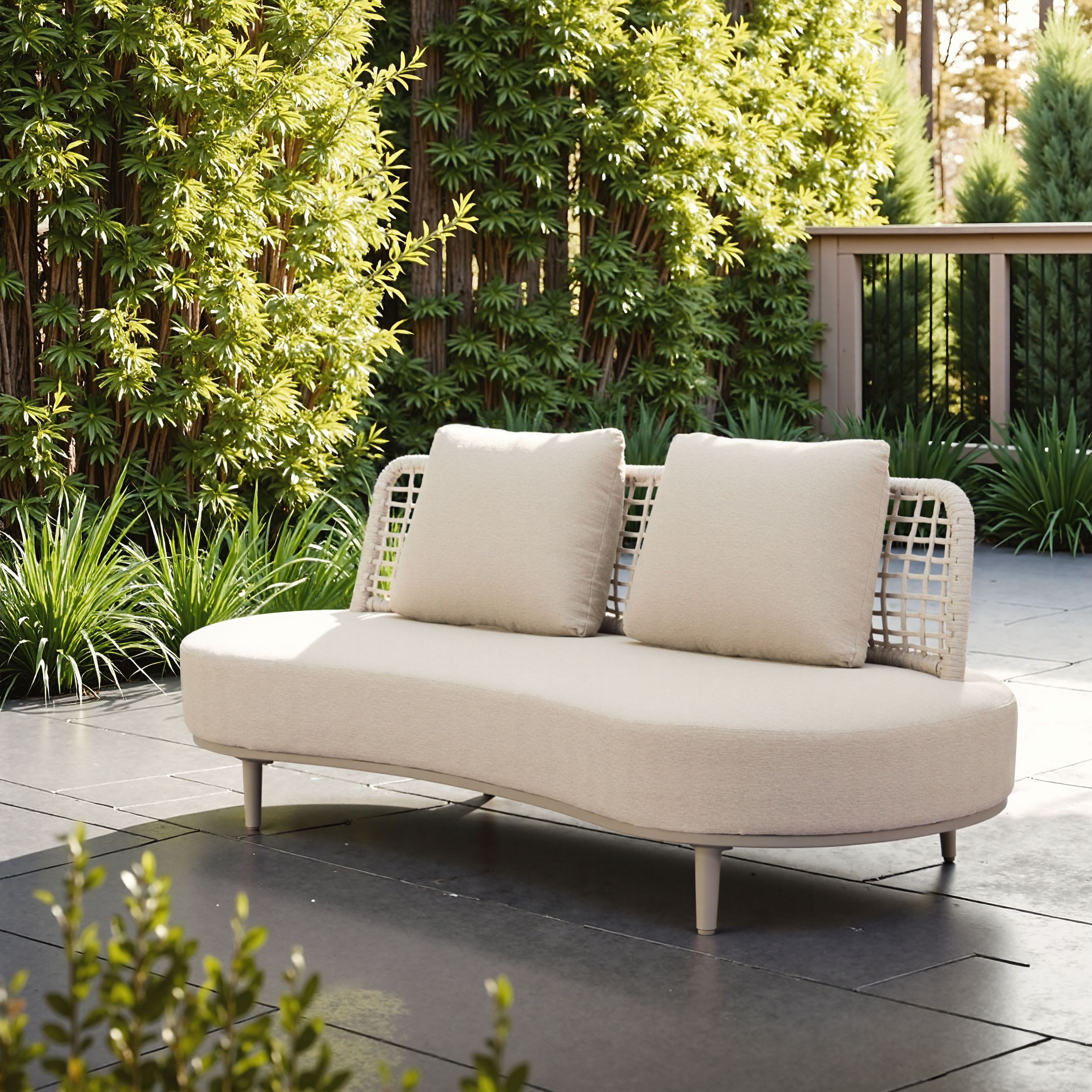 Ruhe Olefin/Synthetic Rattan Weave Outdoor Sofa