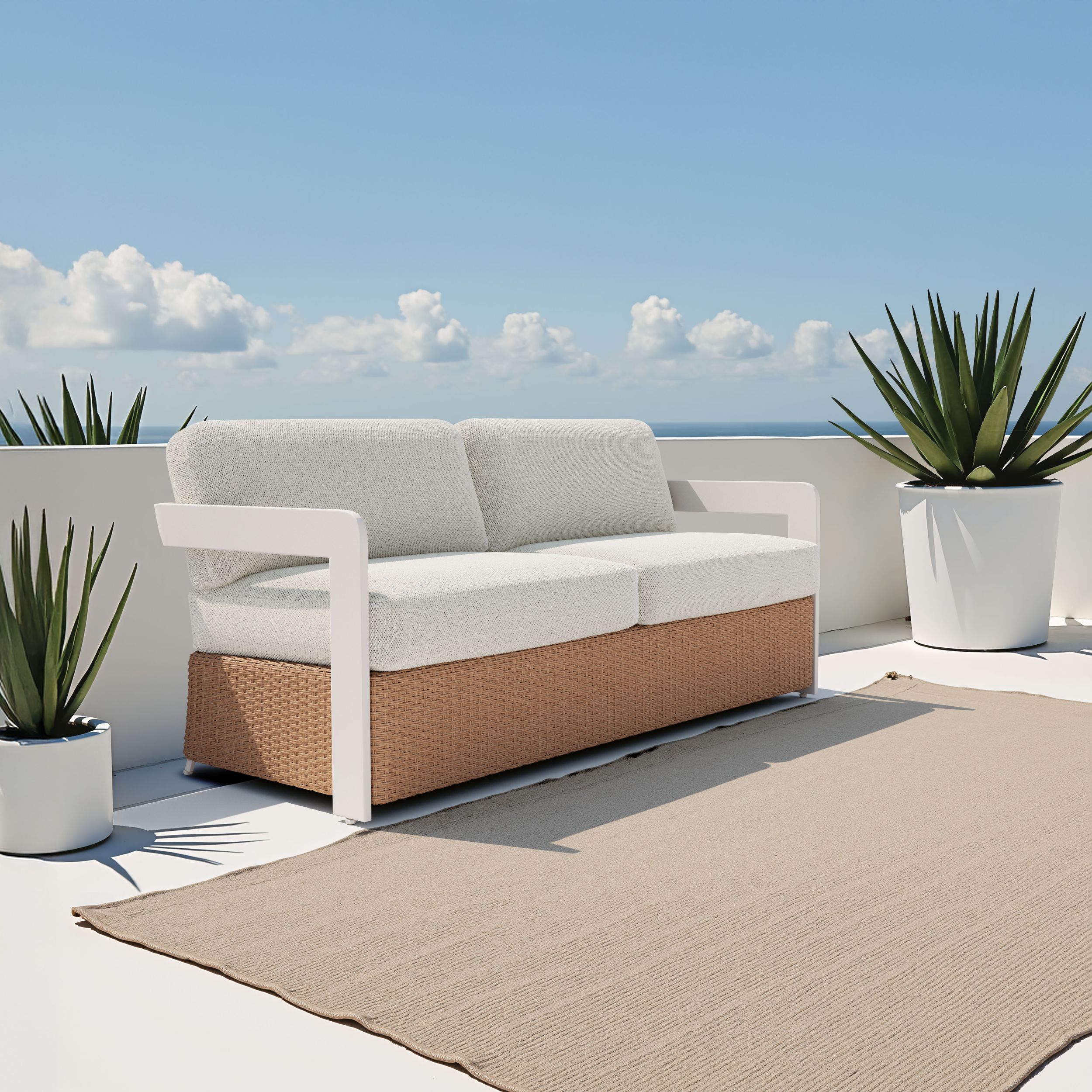 Gelo Olefin/Synthetic Rattan/Aluminum Sofa