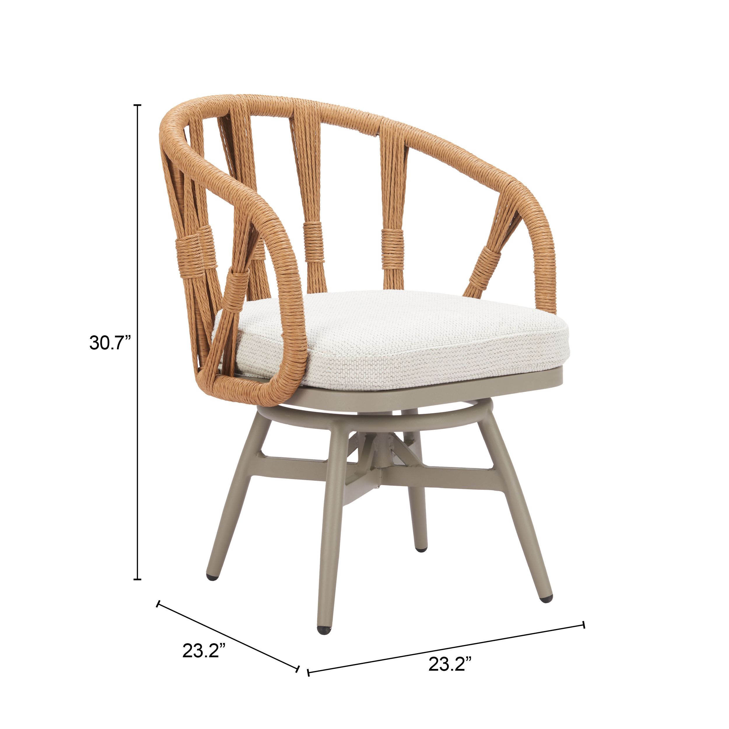 Safal Synthetic Rattan Weave/Aluminum Outdoor Swivel Dining Chair