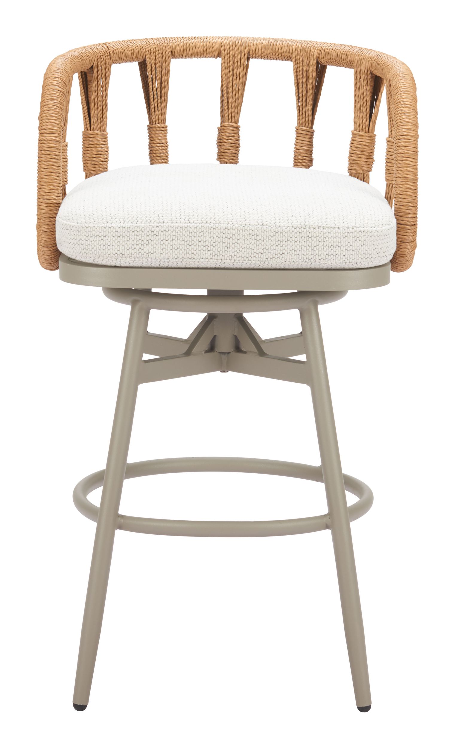 Safal Olefin/Aluminum/Synthetic Rattan Weave Swivel Barstool