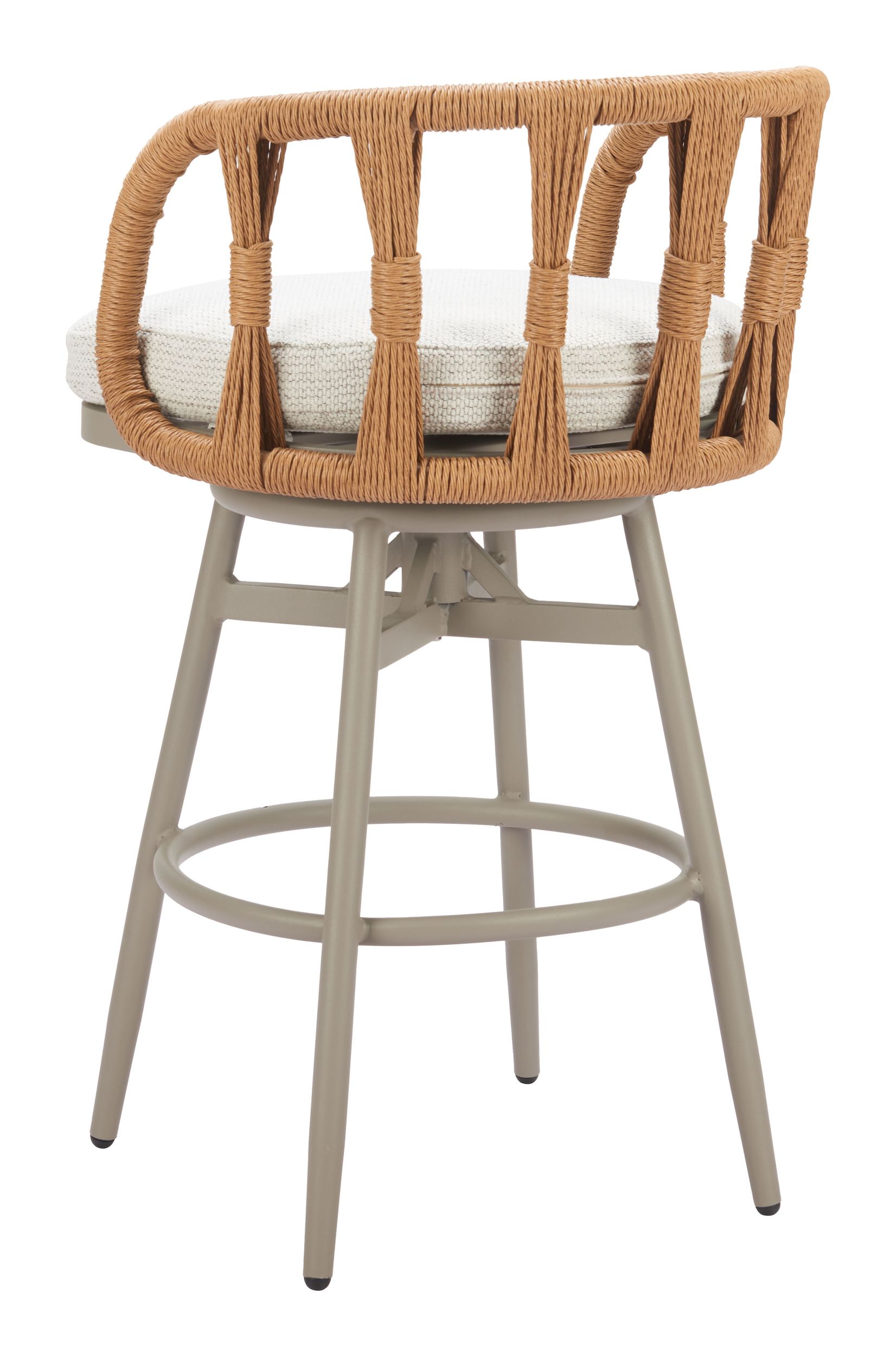 Safal Olefin/Aluminum/Synthetic Rattan Weave Swivel Barstool
