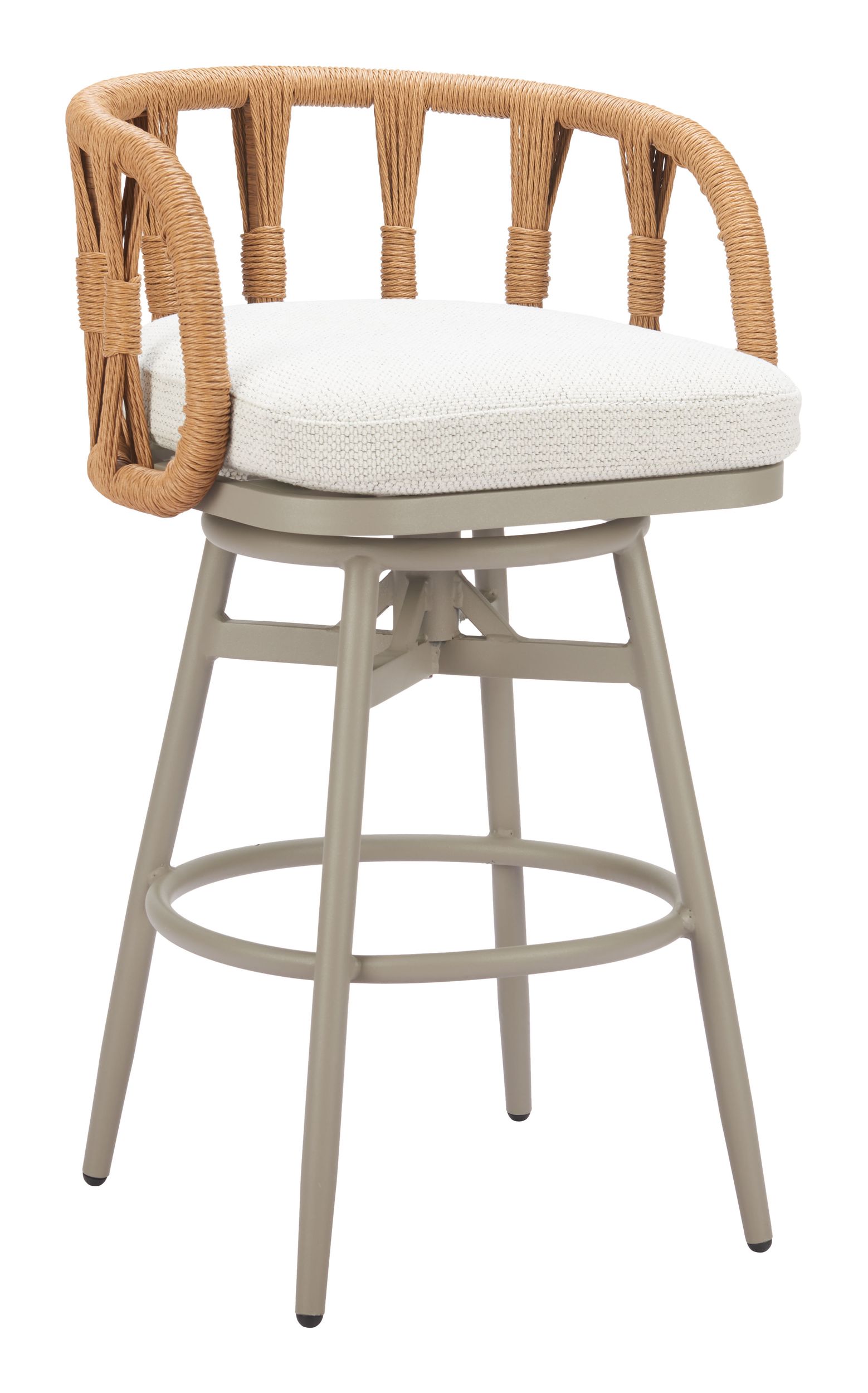 Safal Olefin/Aluminum/Synthetic Rattan Weave Swivel Barstool